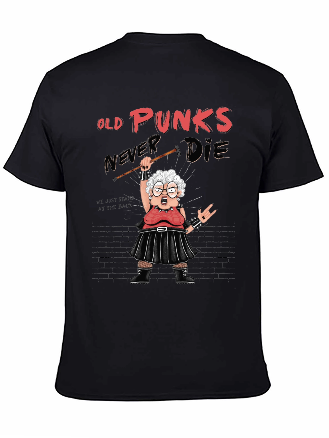 Black Old Punks Never Die Graphic T-Shirt view 4