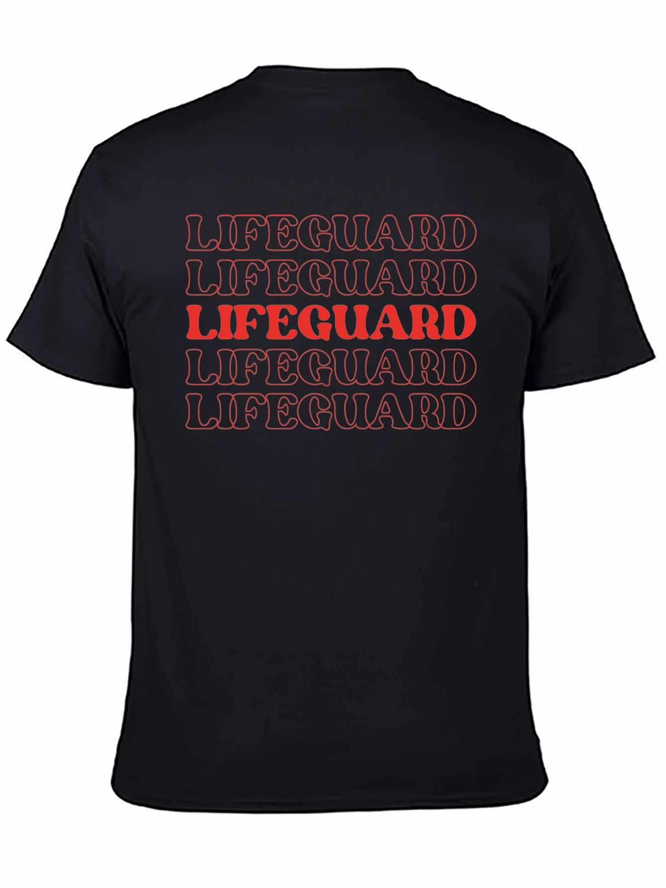 Black Lifeguard Tee - Retro Text Design view 4
