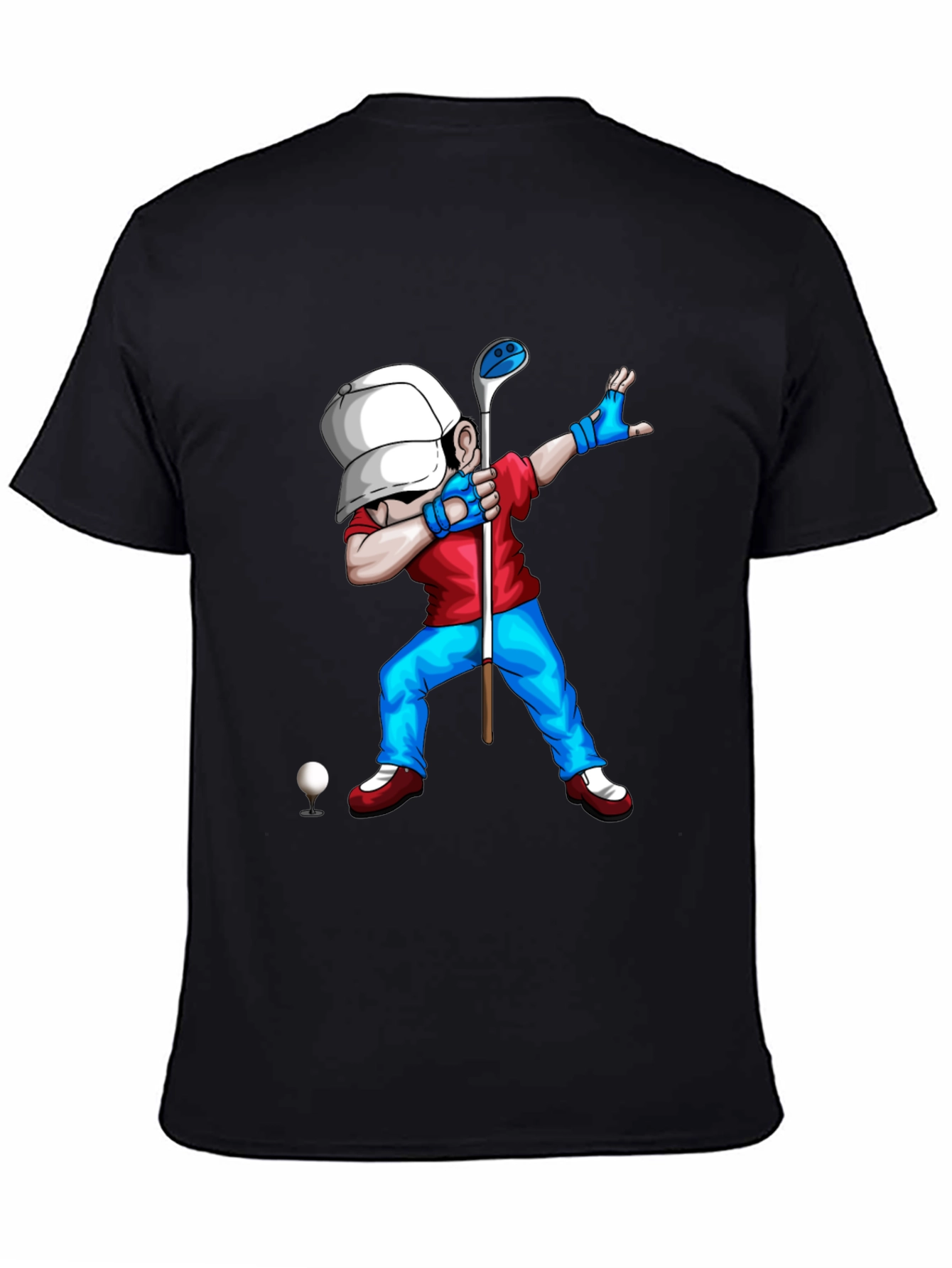 Black Golf Dabbing Cartoon Graphic Tee view 4