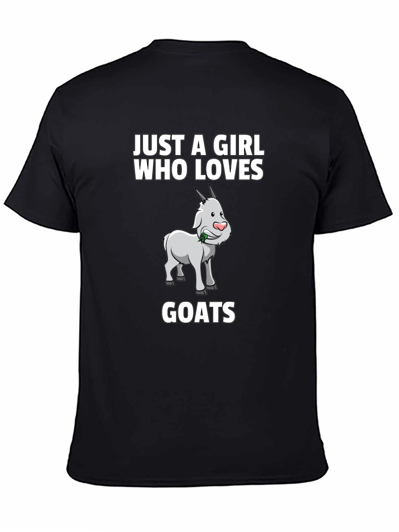 Black Just A Girl Who Loves Goats T-Shirt view 4