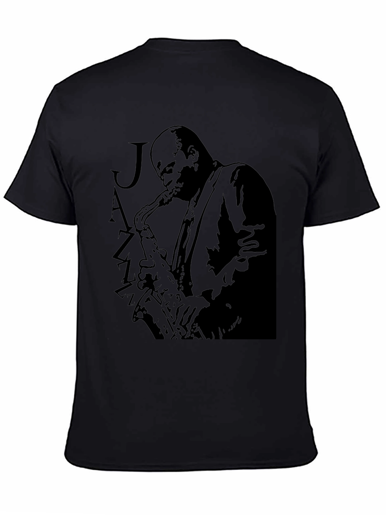Black Jazz Saxophone Player Graphic T-Shirt view 4