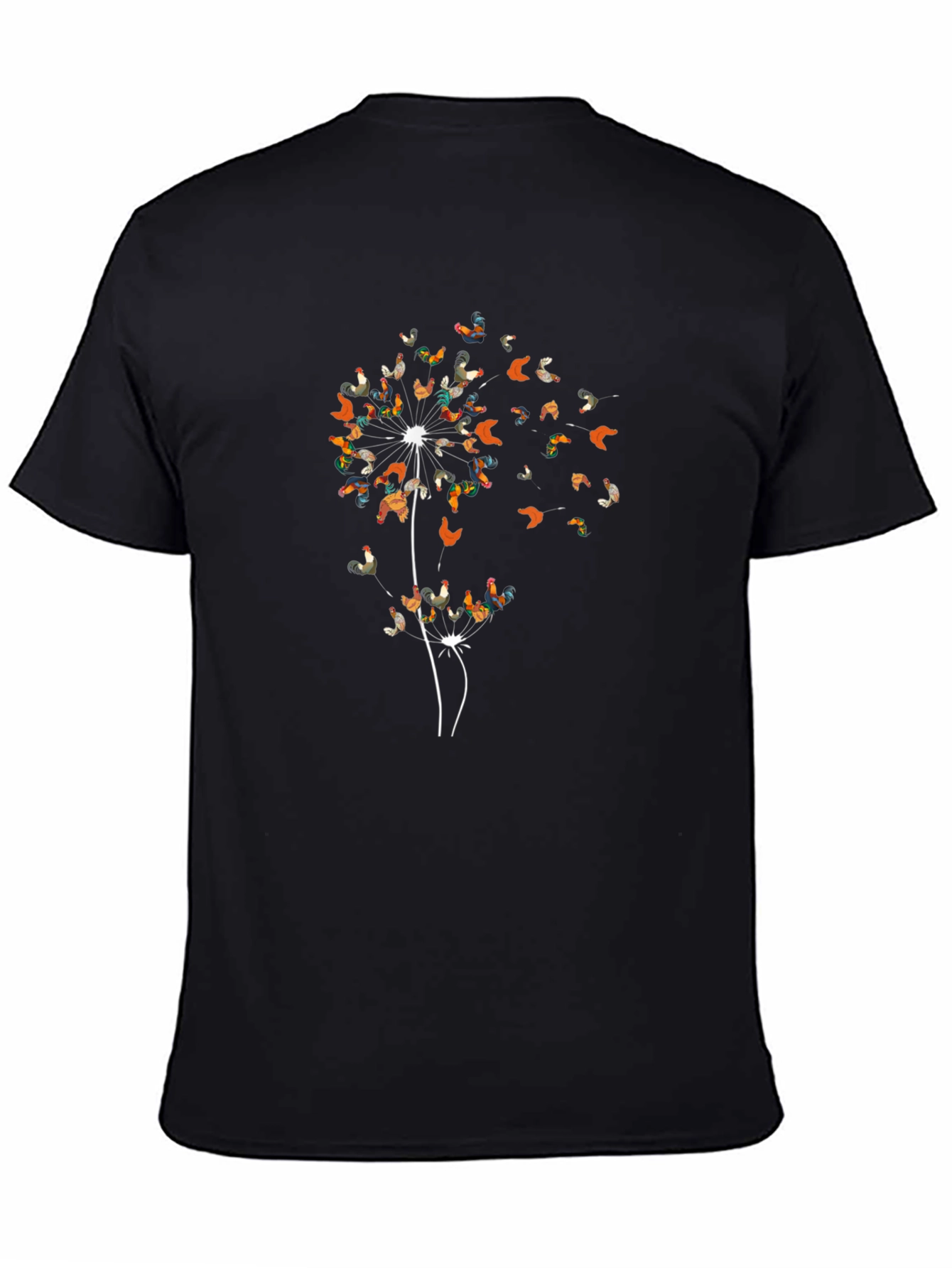 Black Dandelion Chicken T-Shirt - Unique Graphic Tee view 4