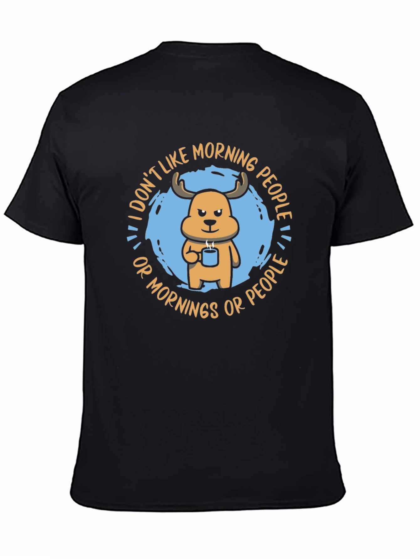 Black Funny I Don't Like Morning People Graphic T-Shirt view 4