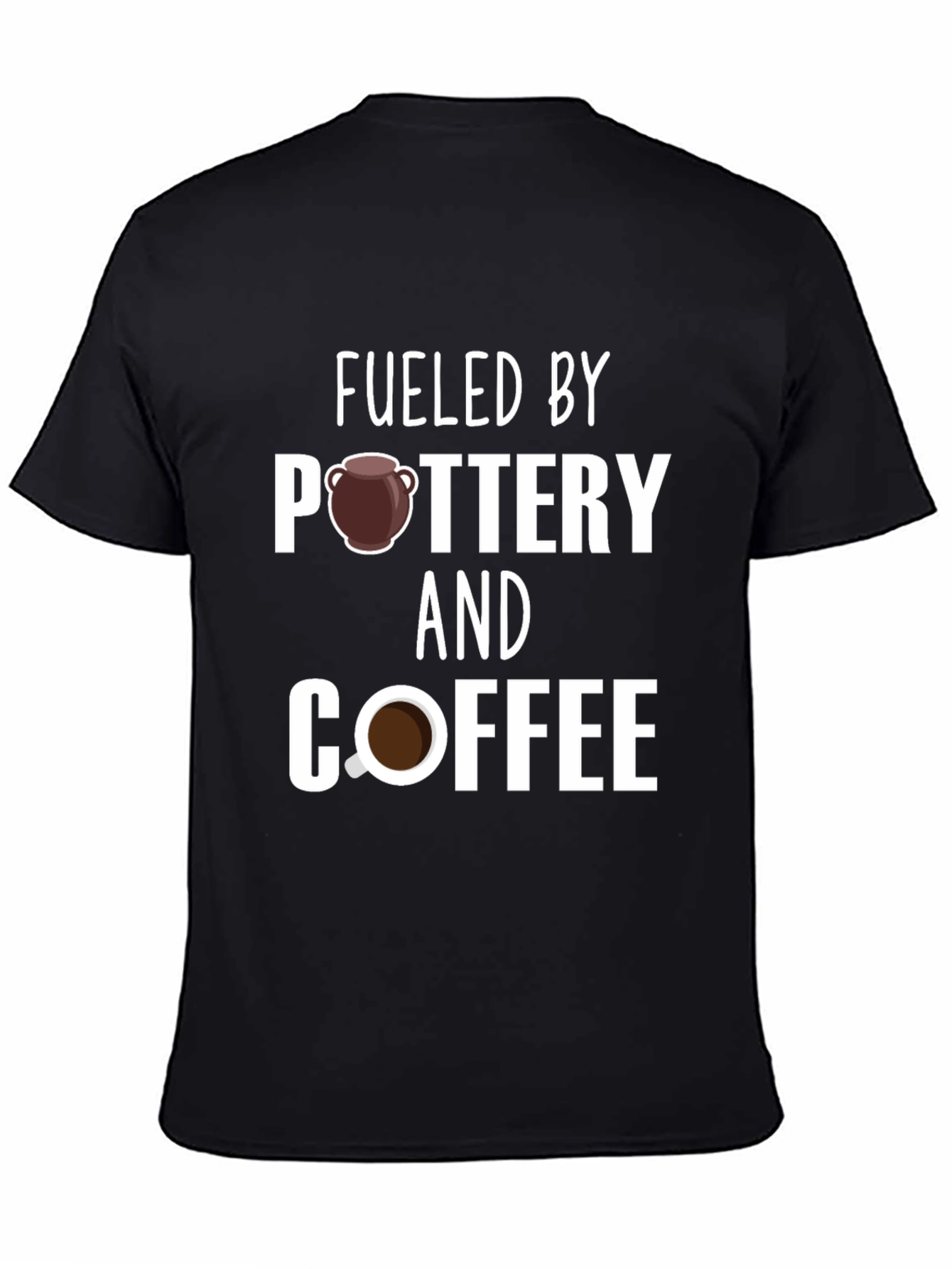 Black Fueled by Pottery and Coffee T-Shirt view 4