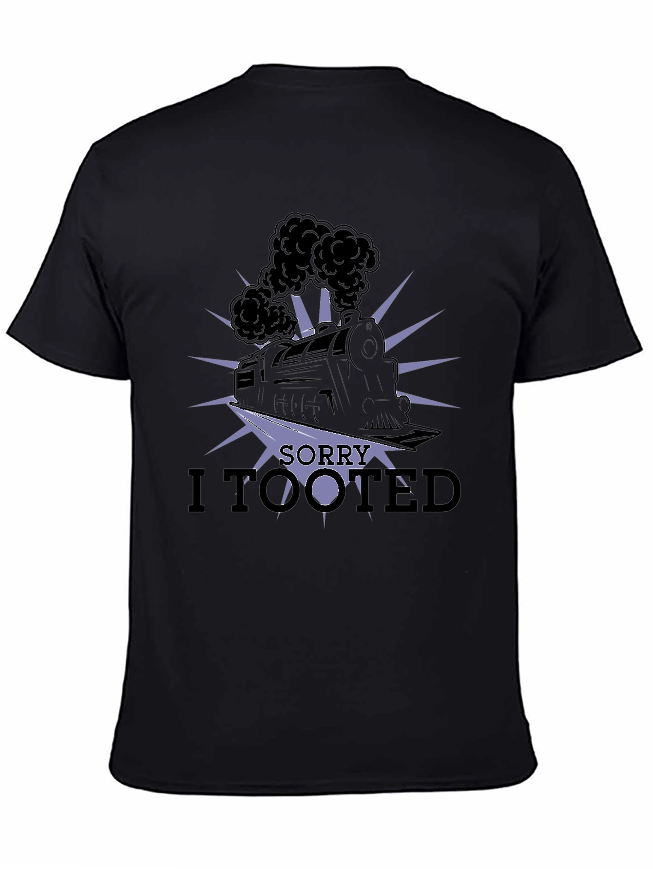 Black Funny "Sorry I Tooted" Train T-Shirt view 4