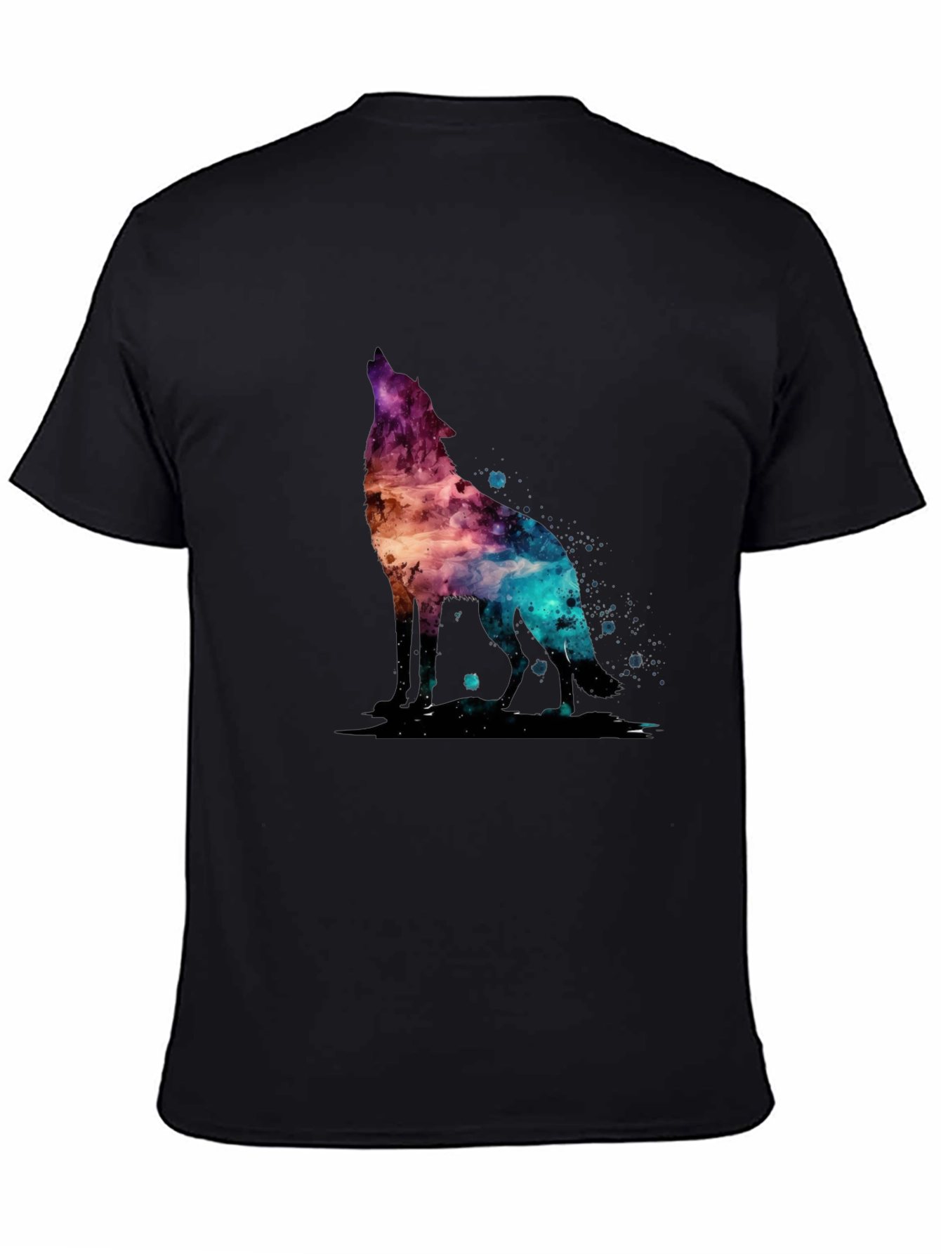Black Galaxy Wolf Graphic T-Shirt - Stylish Men's Tee view 4