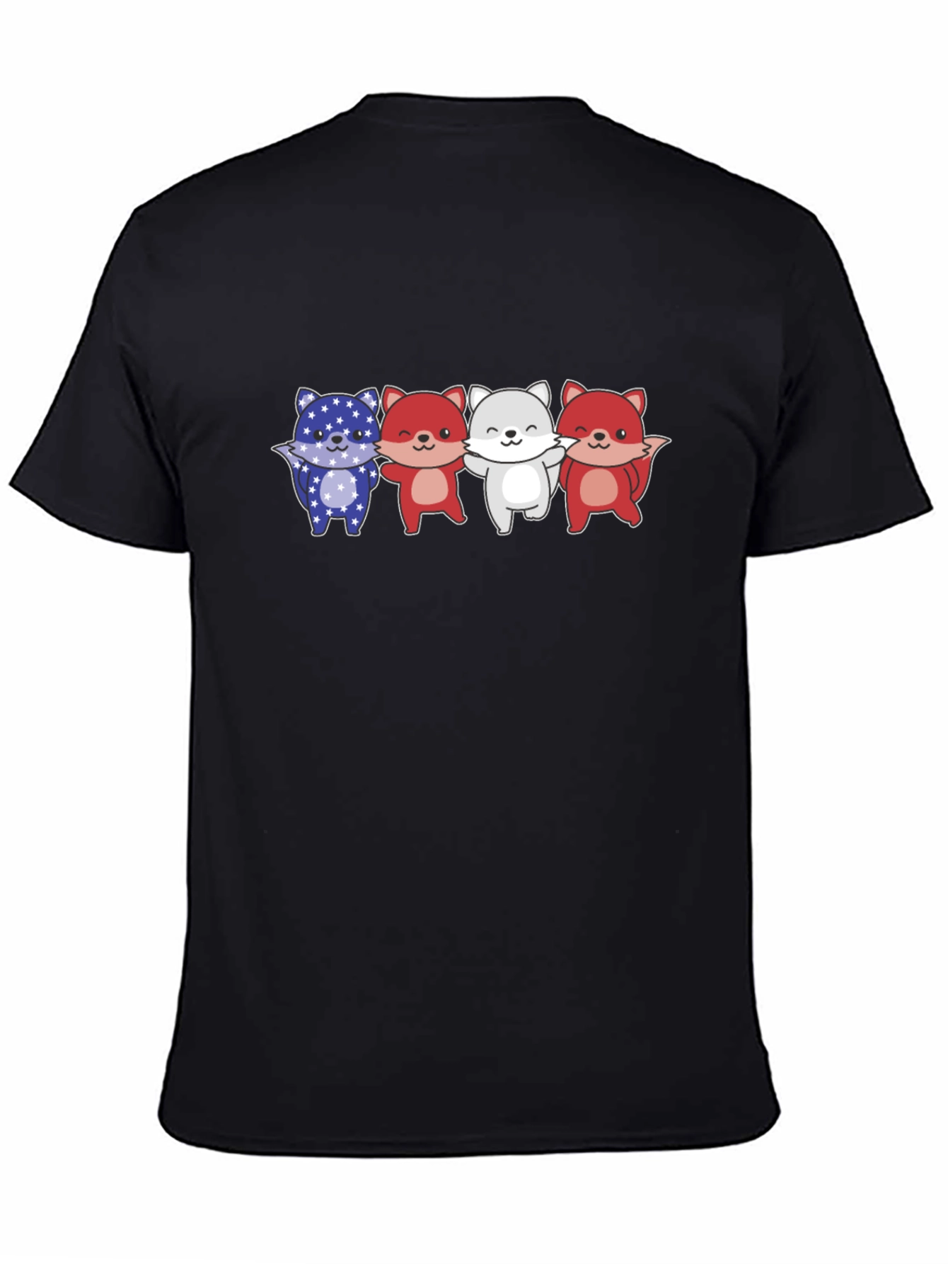 Black Patriotic Fox T-Shirt - USA Animal Design view 4