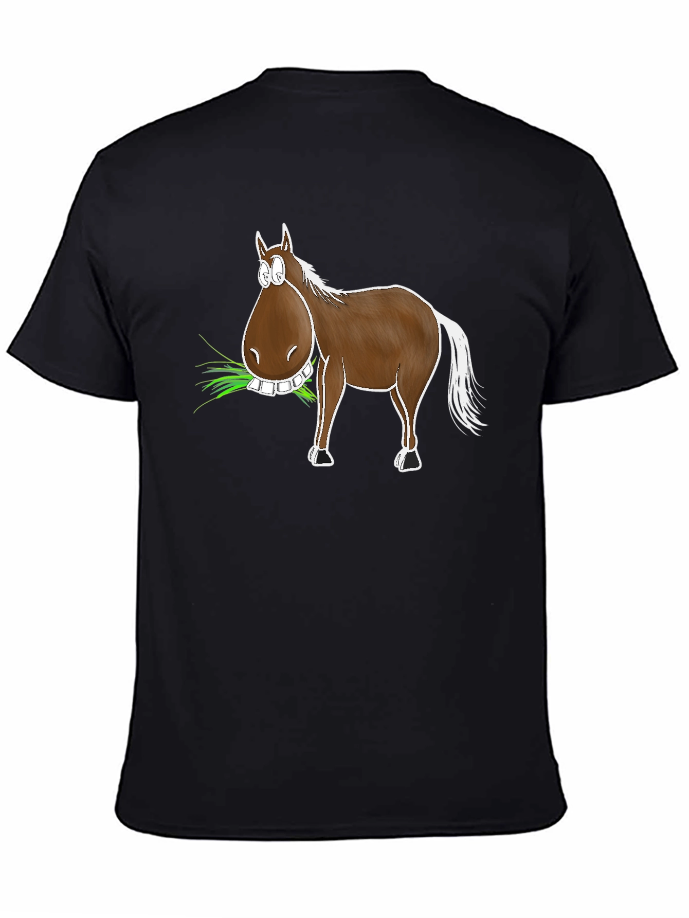 Black Funny Horse Graphic T-Shirt - Unisex view 4