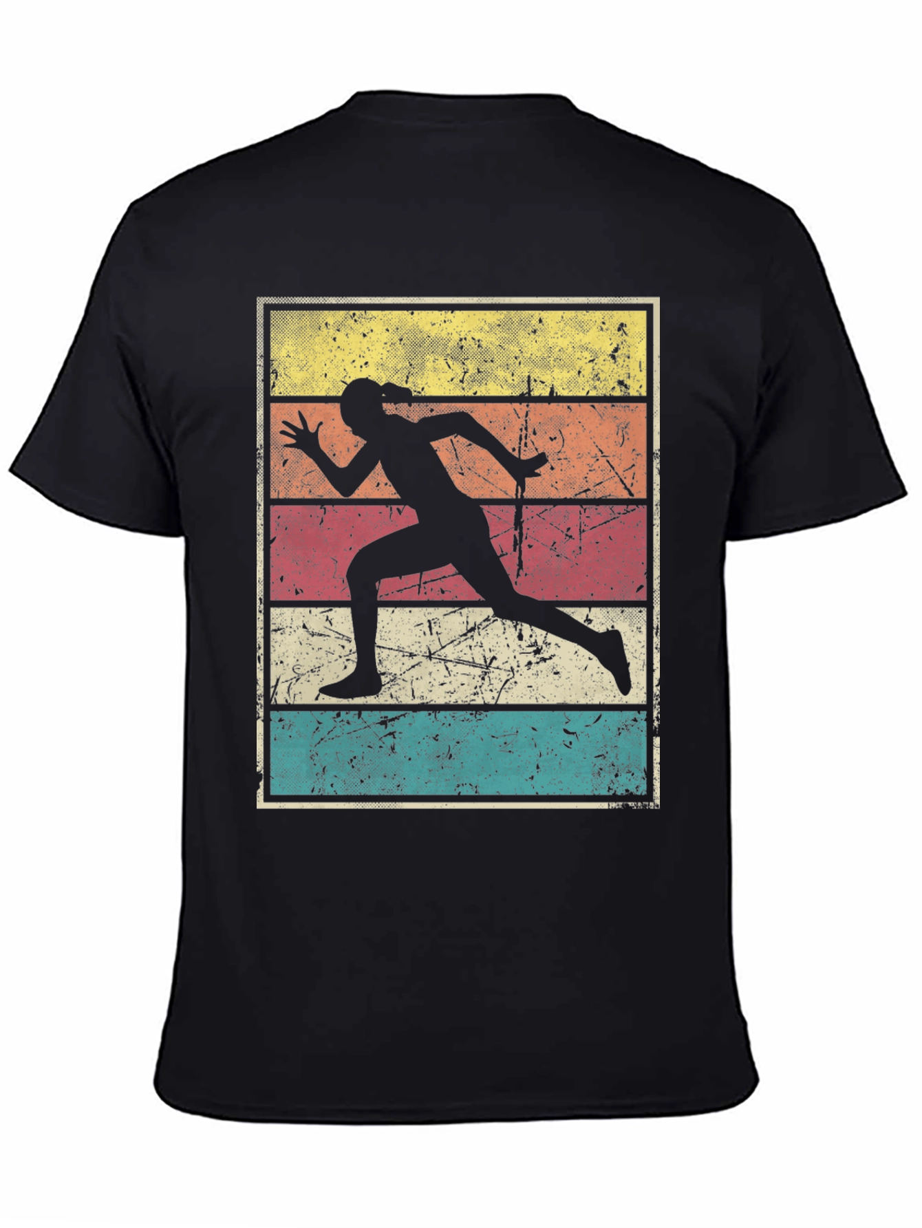 Black Retro Runner T-Shirt | Vintage Style Athletics Tee view 4