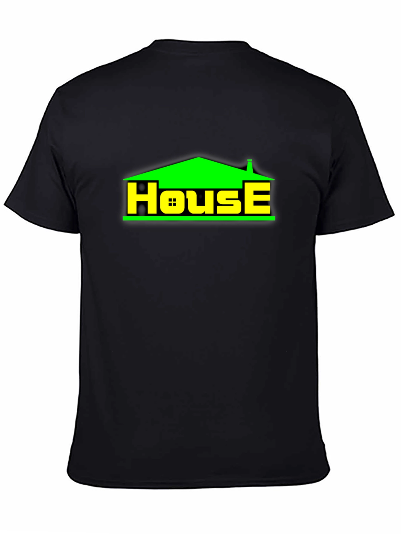 Black House Graphic T-Shirt - Black Crew Neck Tee view 4
