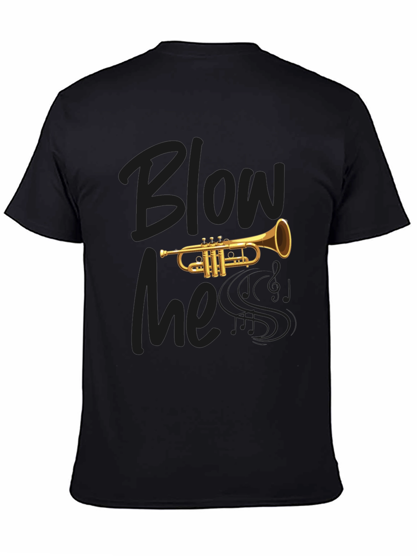 Black Blow Me Trumpet Graphic Black T-Shirt view 4