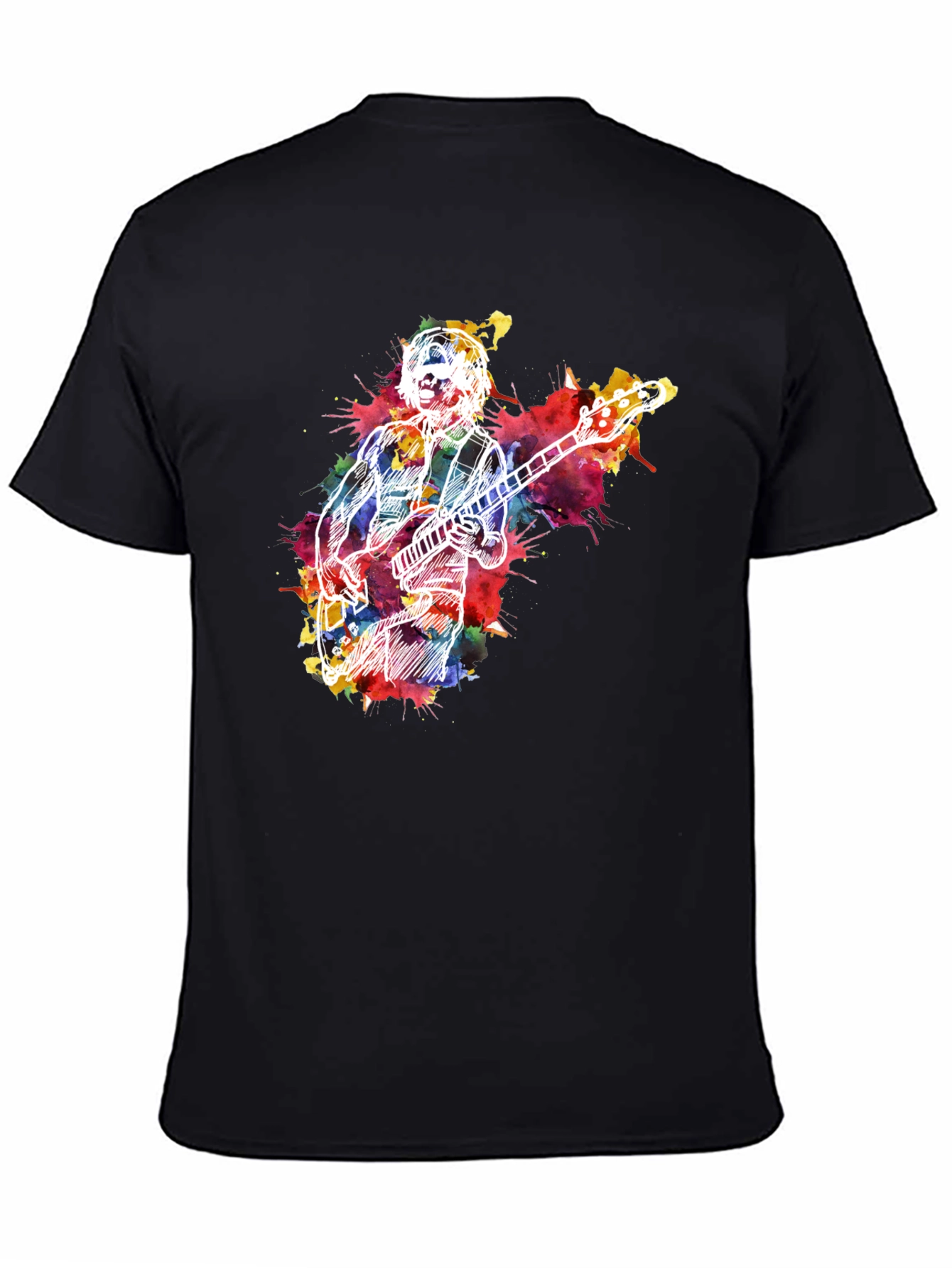 Black Musician Watercolor Graphic T-Shirt - Black view 4