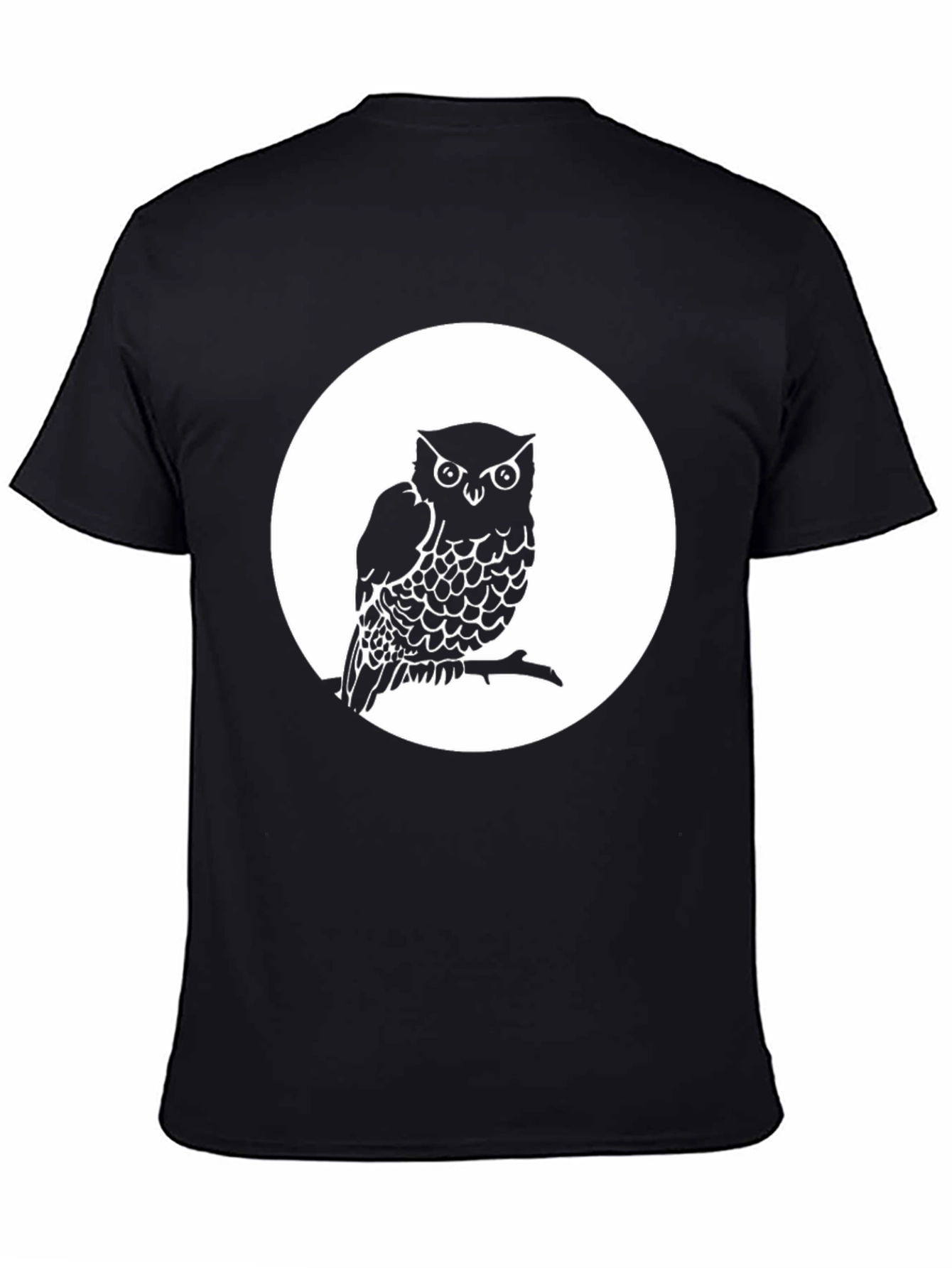 Black Owl on Branch Graphic Tee - Unisex Black T-Shirt view 4