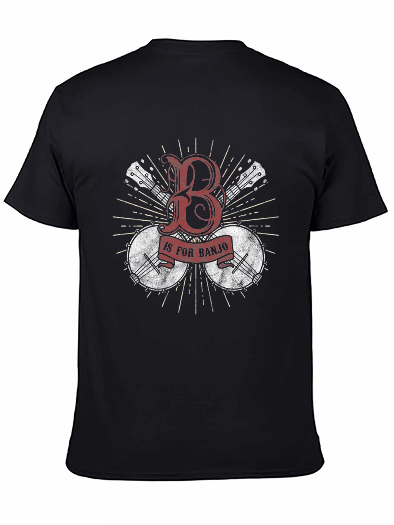 Black B is for Banjo Graphic Tee - Music Lover's T-Shirt view 4