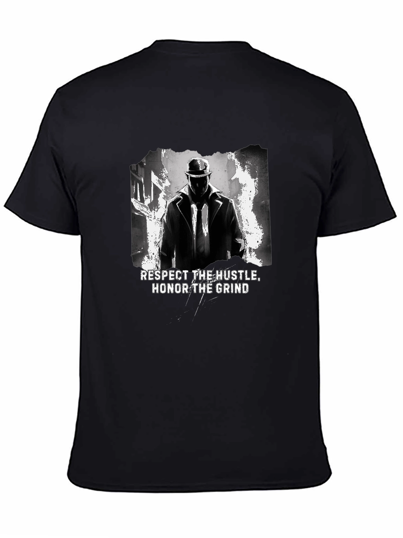 Black Respect the Hustle Honor Grind Black Graphic Tee view 4