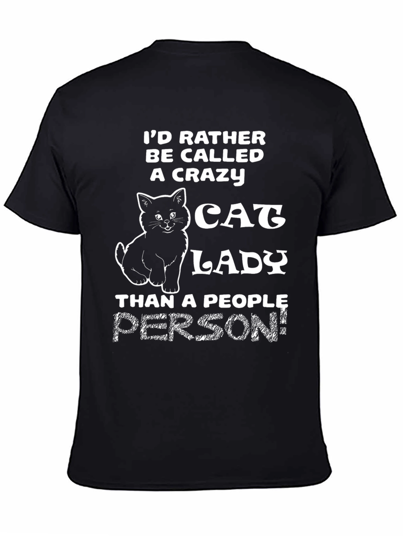 Black Crazy Cat Lady Graphic Tee - Black view 4