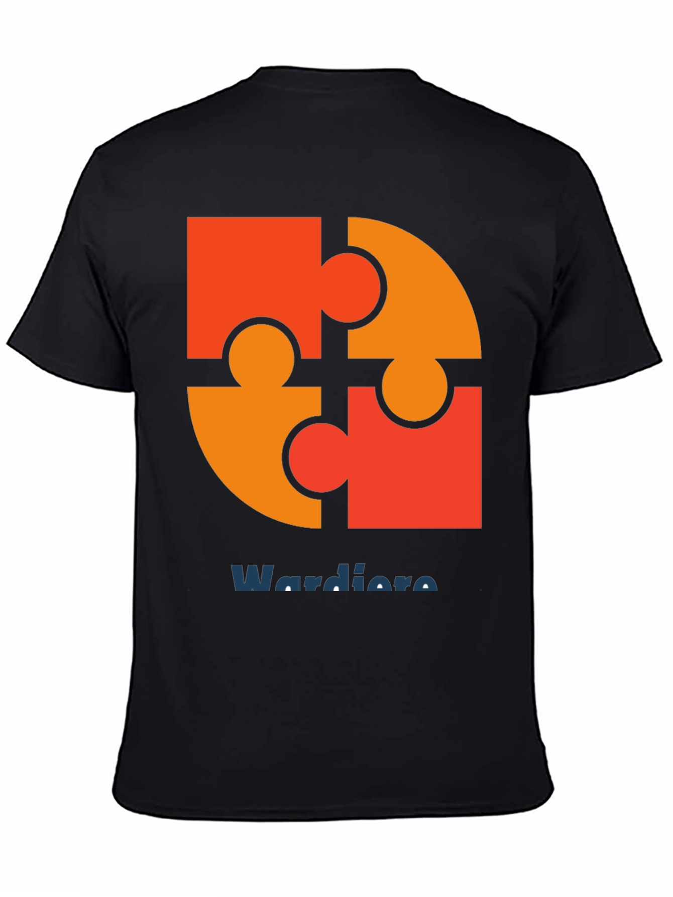 Black Puzzle Piece Graphic Tee - Wardiore Printed T-Shirt view 4