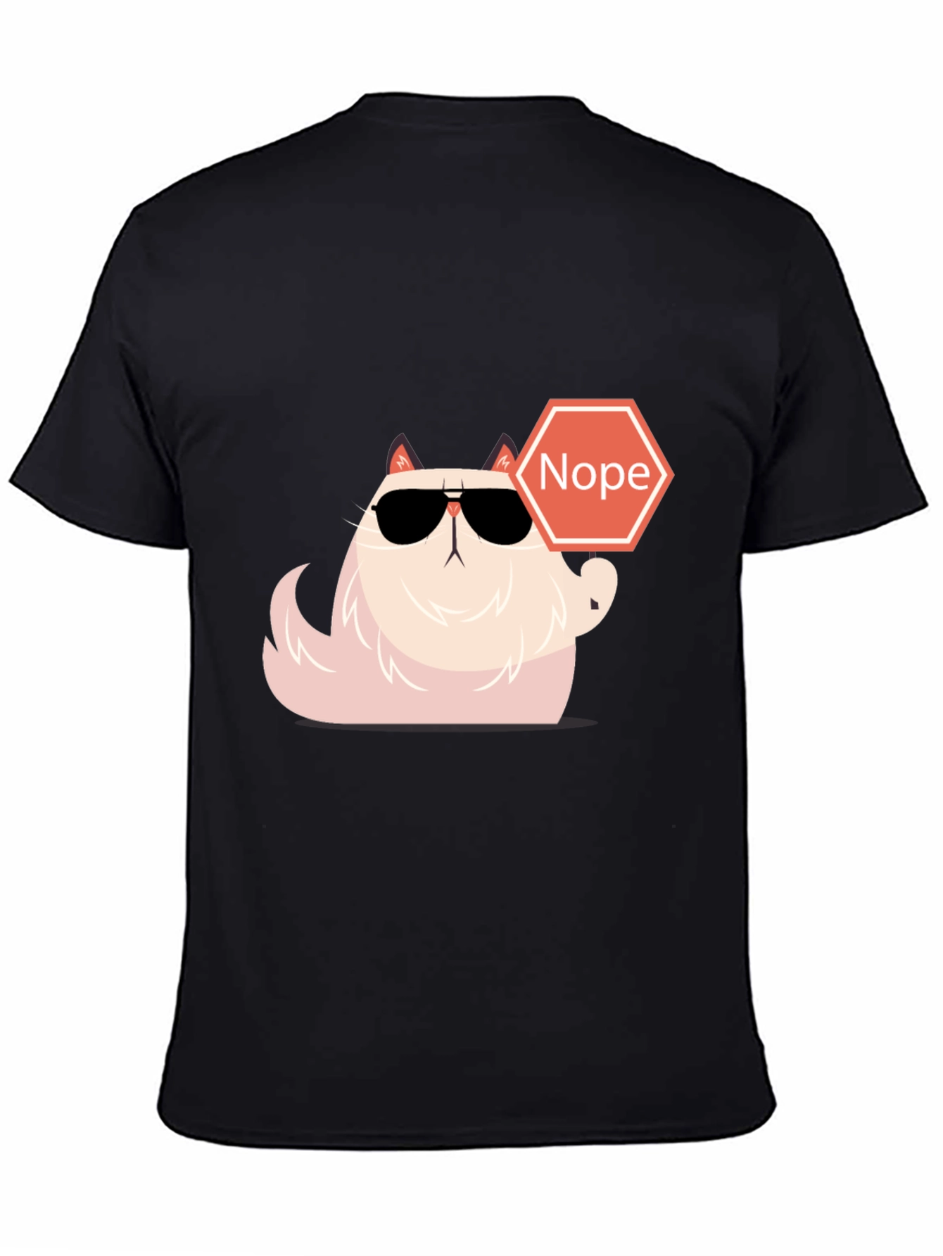 Black Cool Cat Nope T-Shirt - Funny Graphic Tee view 4