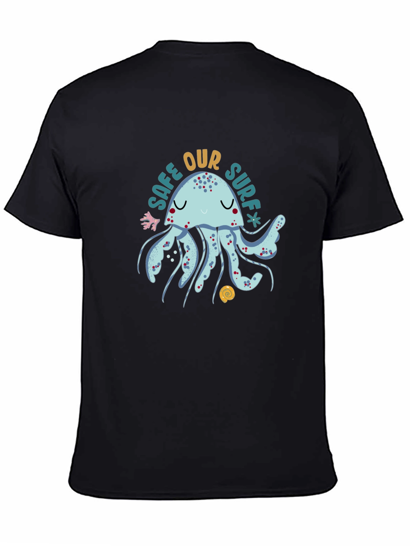 Black Save Our Surf Jellyfish Graphic Tee - Soft Cotton Comfort view 4