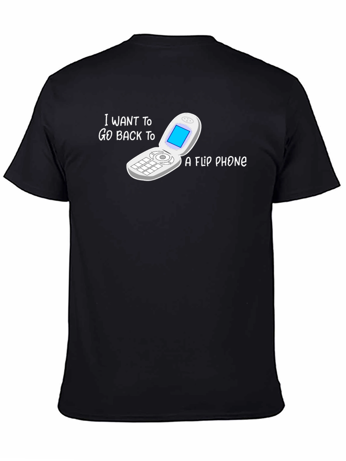 Black Retro Flip Phone T-Shirt - Back to Basics Style view 4