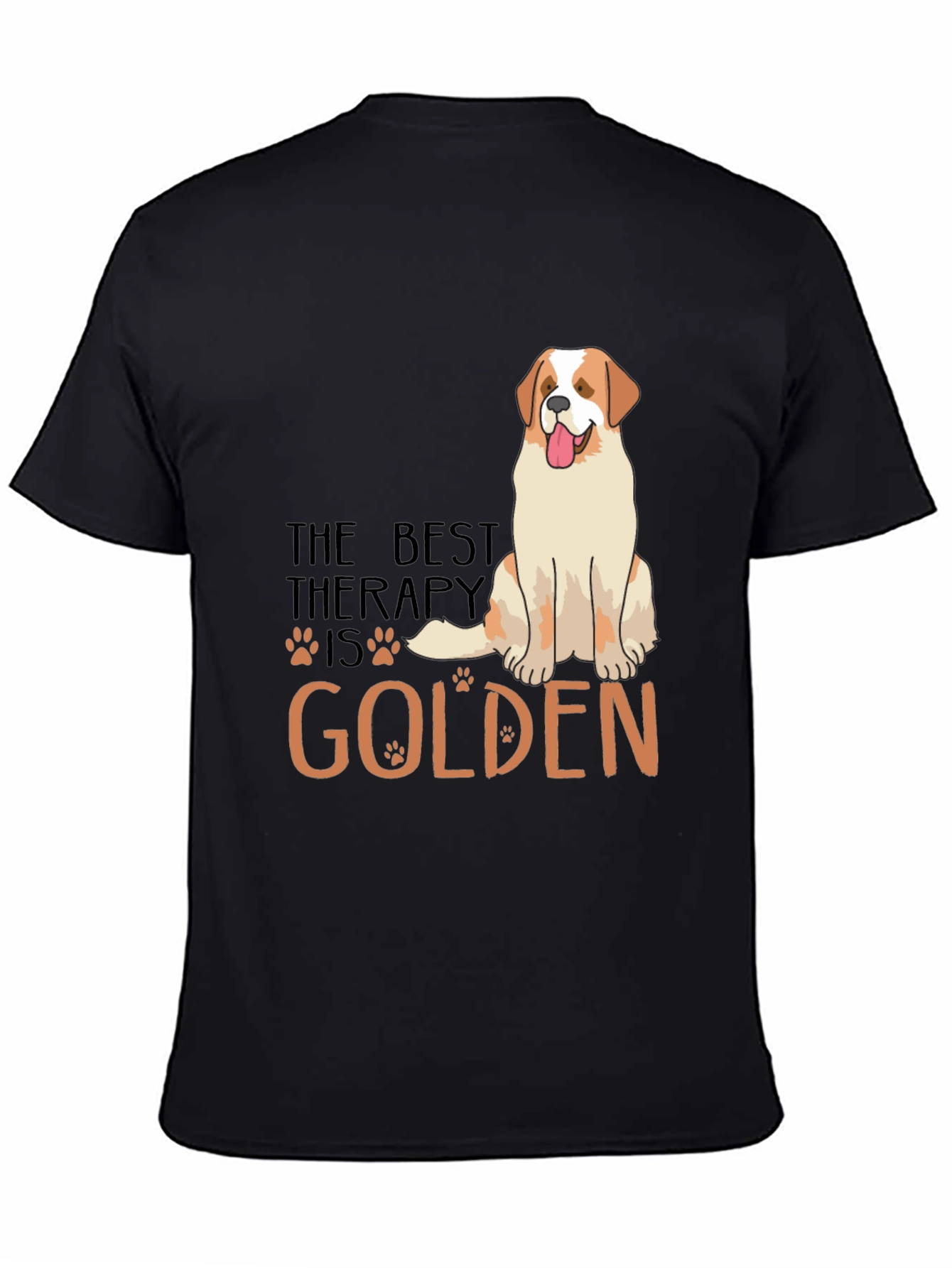 Black Golden Therapy Dog Graphic T-Shirt view 4