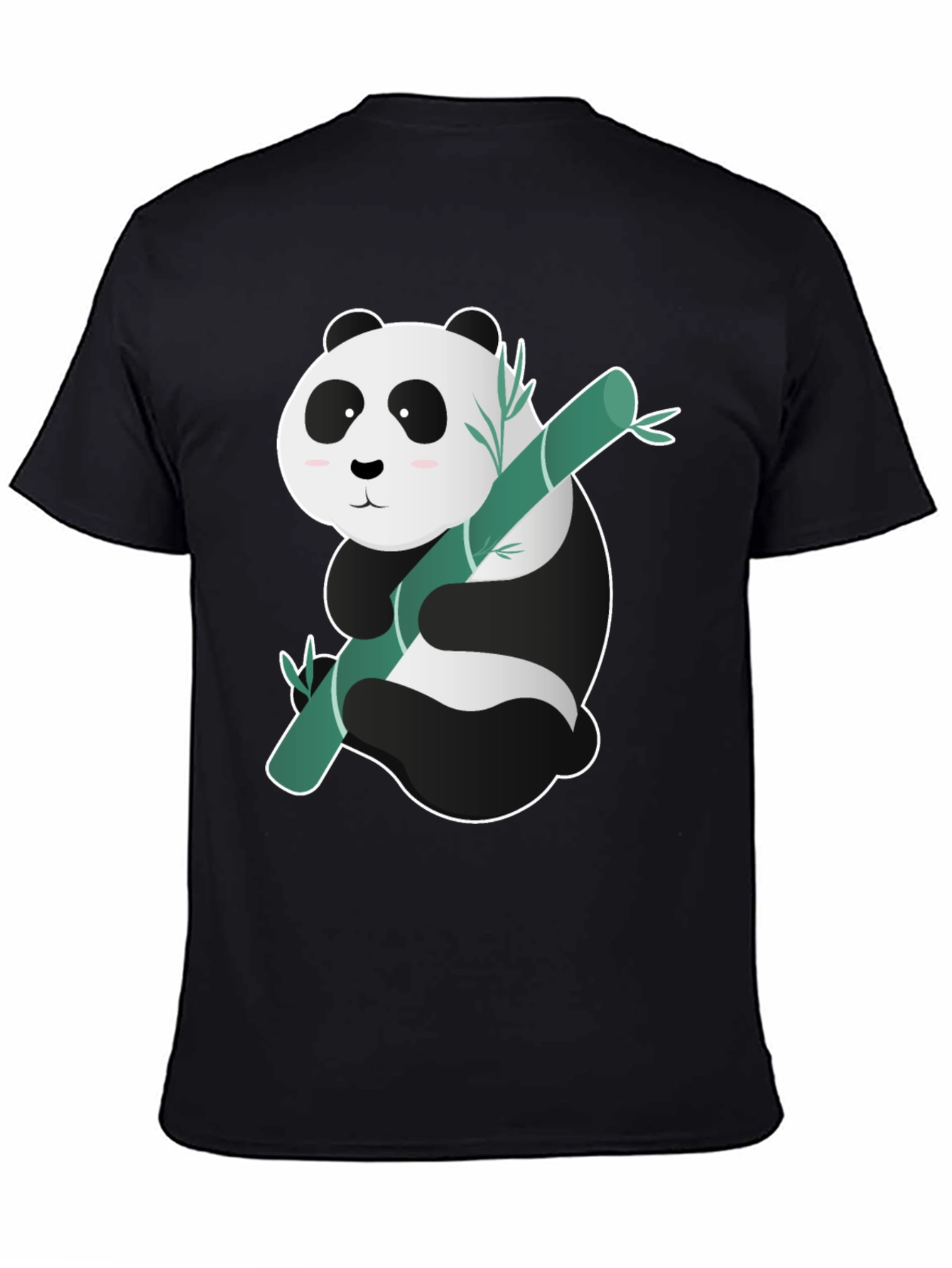 Black Cute Panda Bamboo T-Shirt - Black view 4