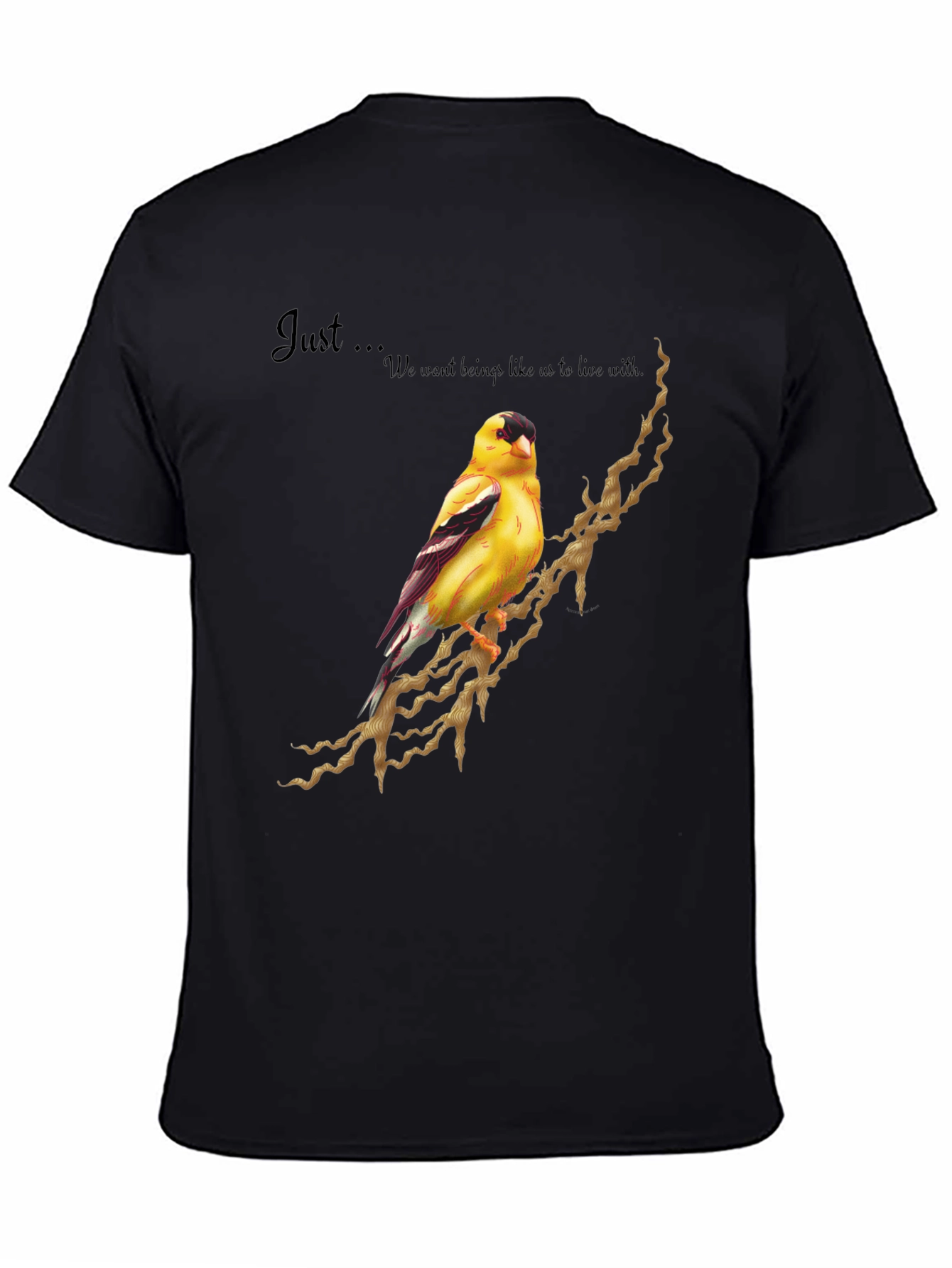 Black Goldfinch Bird Graphic Tee - Unique Design Shirt view 4