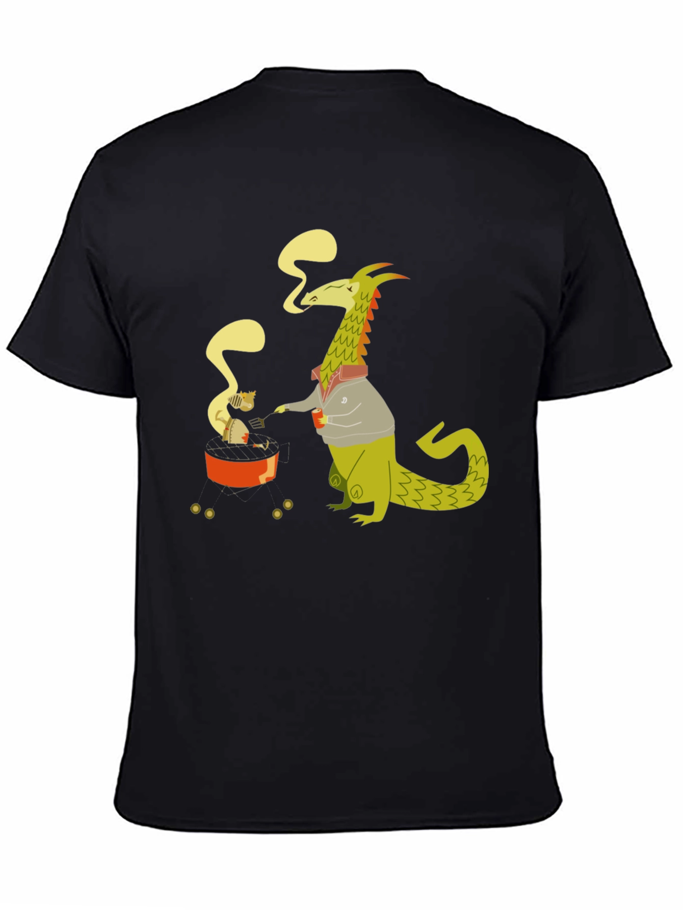 Black Dragon & Cat T-Shirt - Cartoon Graphic Tee view 4