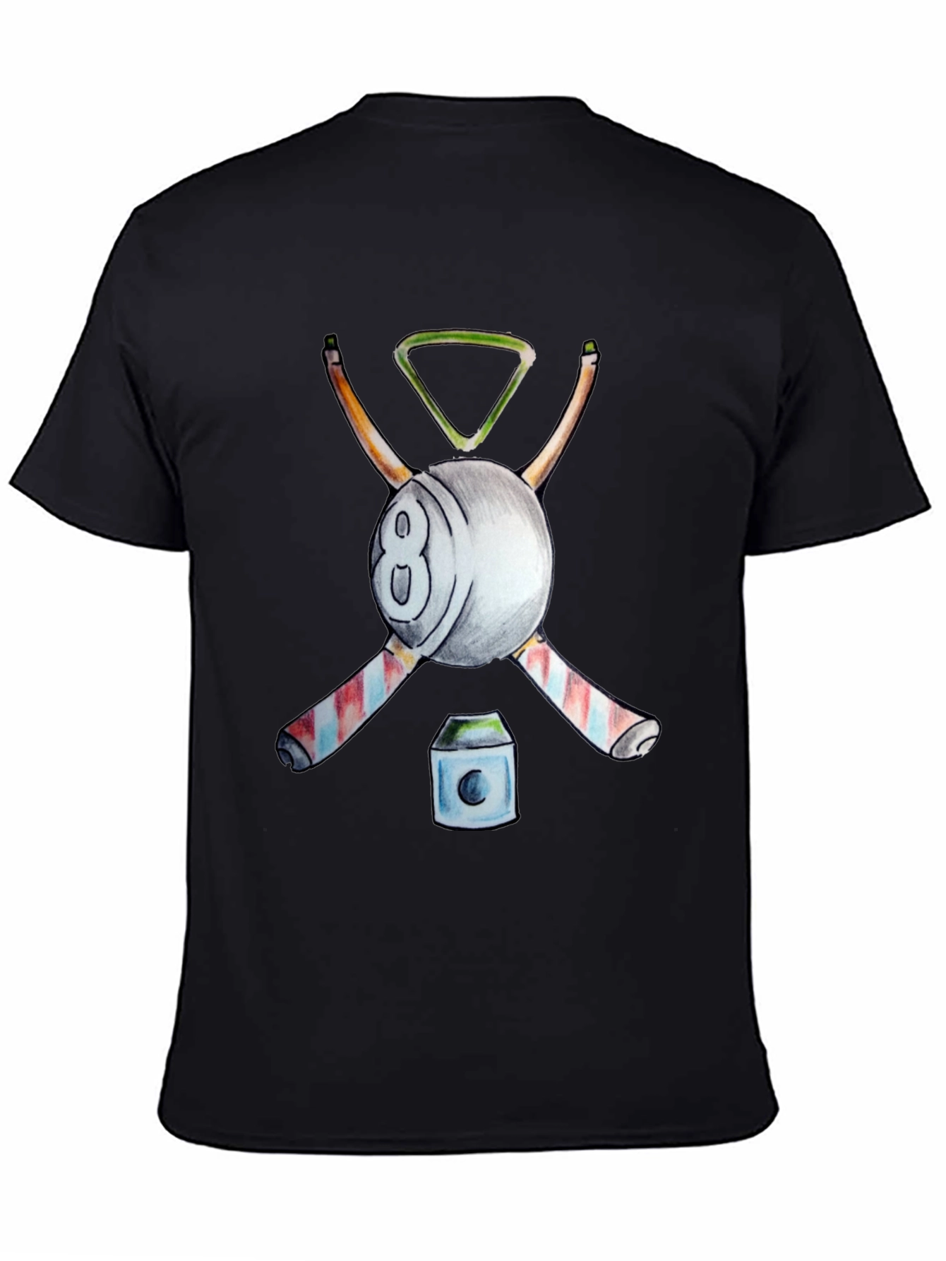 Black Cool Billiards Graphic T-Shirt - 8 Ball Design view 4