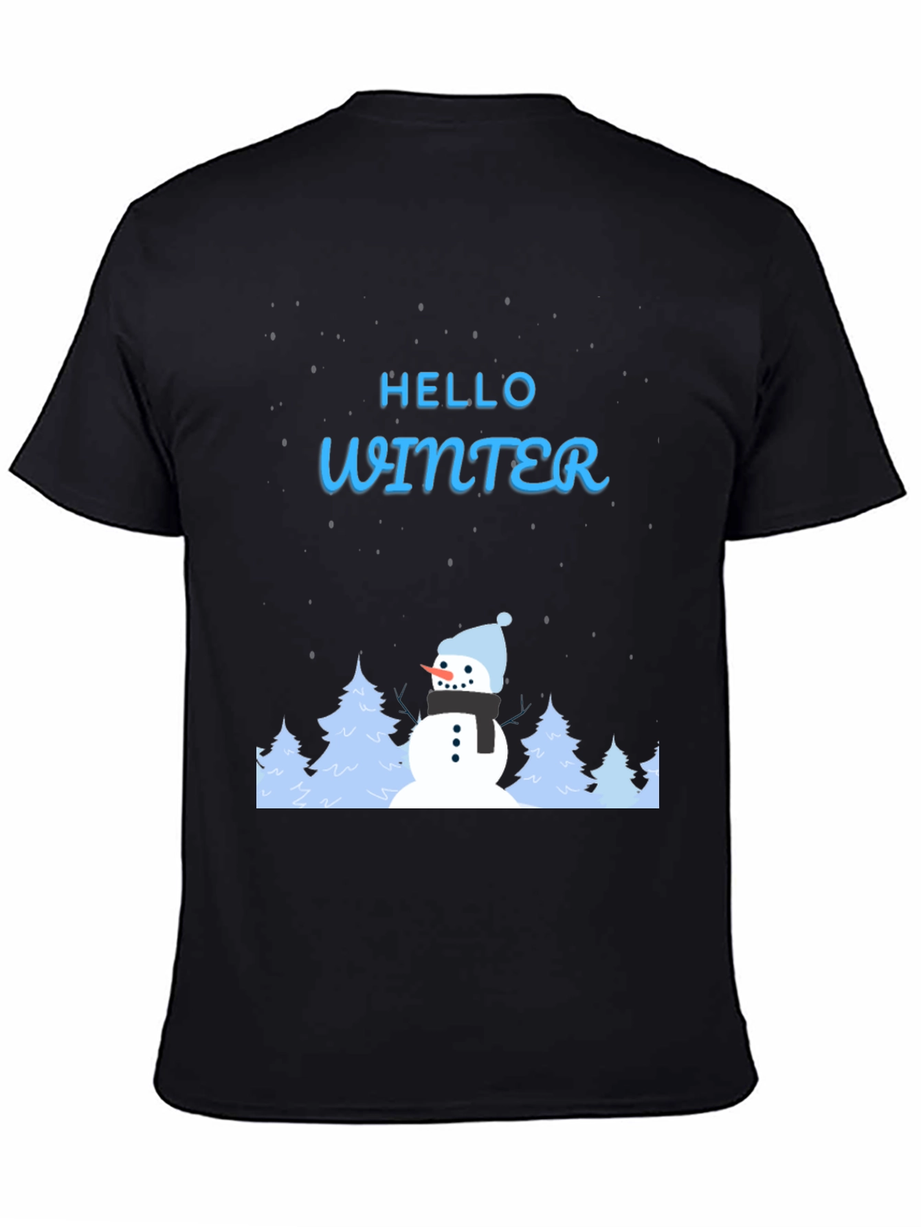 Black Hello Winter Snowman Graphic Tee view 4