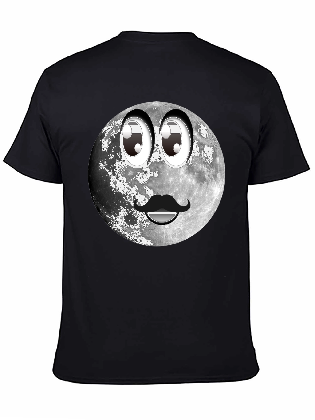 Black Humorous Moon Face Graphic Tee - Black view 4