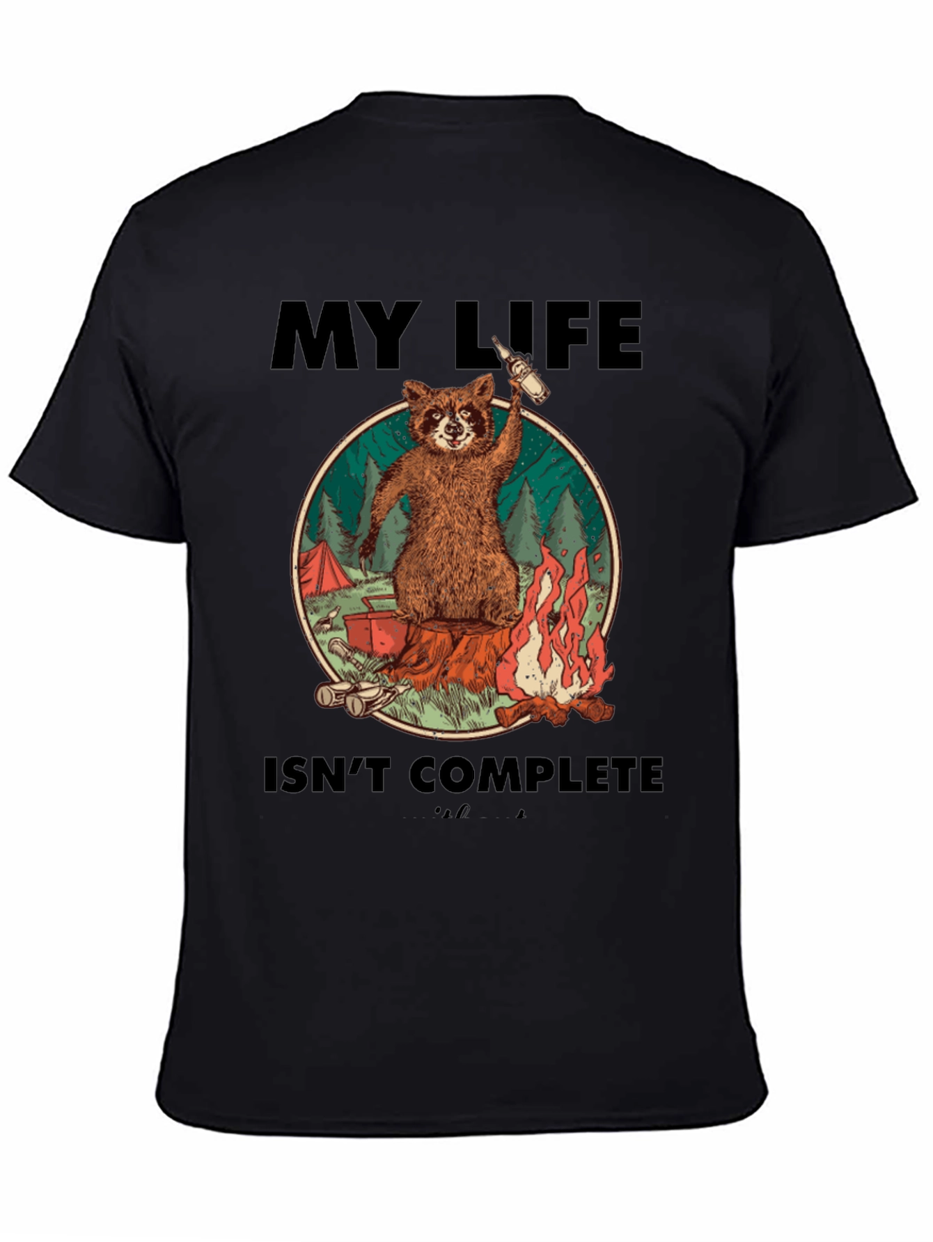 Black Raccoon Camping Graphic Tee - My Life Isn't Complete view 4