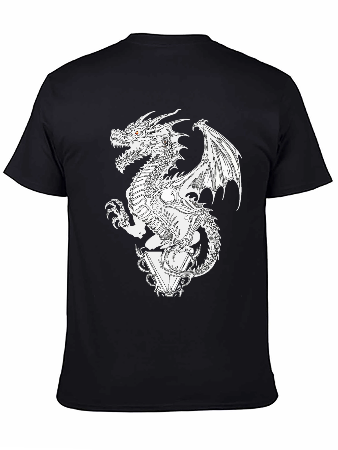 Black Dragon Skeleton Graphic Tee - Black view 4