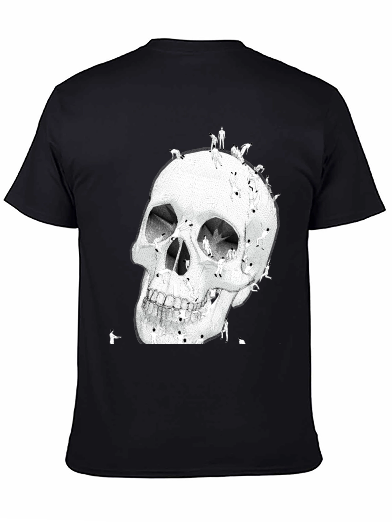 Black Skull Art Graphic T-Shirt - Black view 4