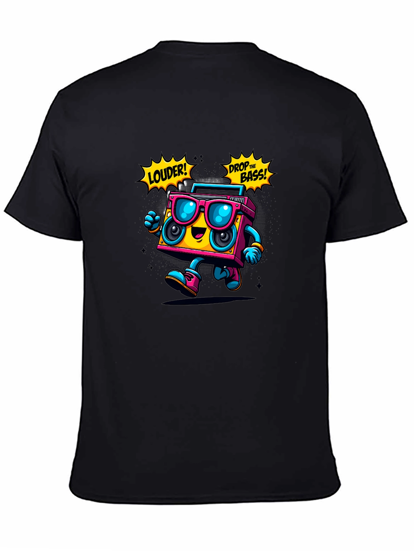 Black Retro Boombox Graphic T-Shirt - Loud and Fun! view 4