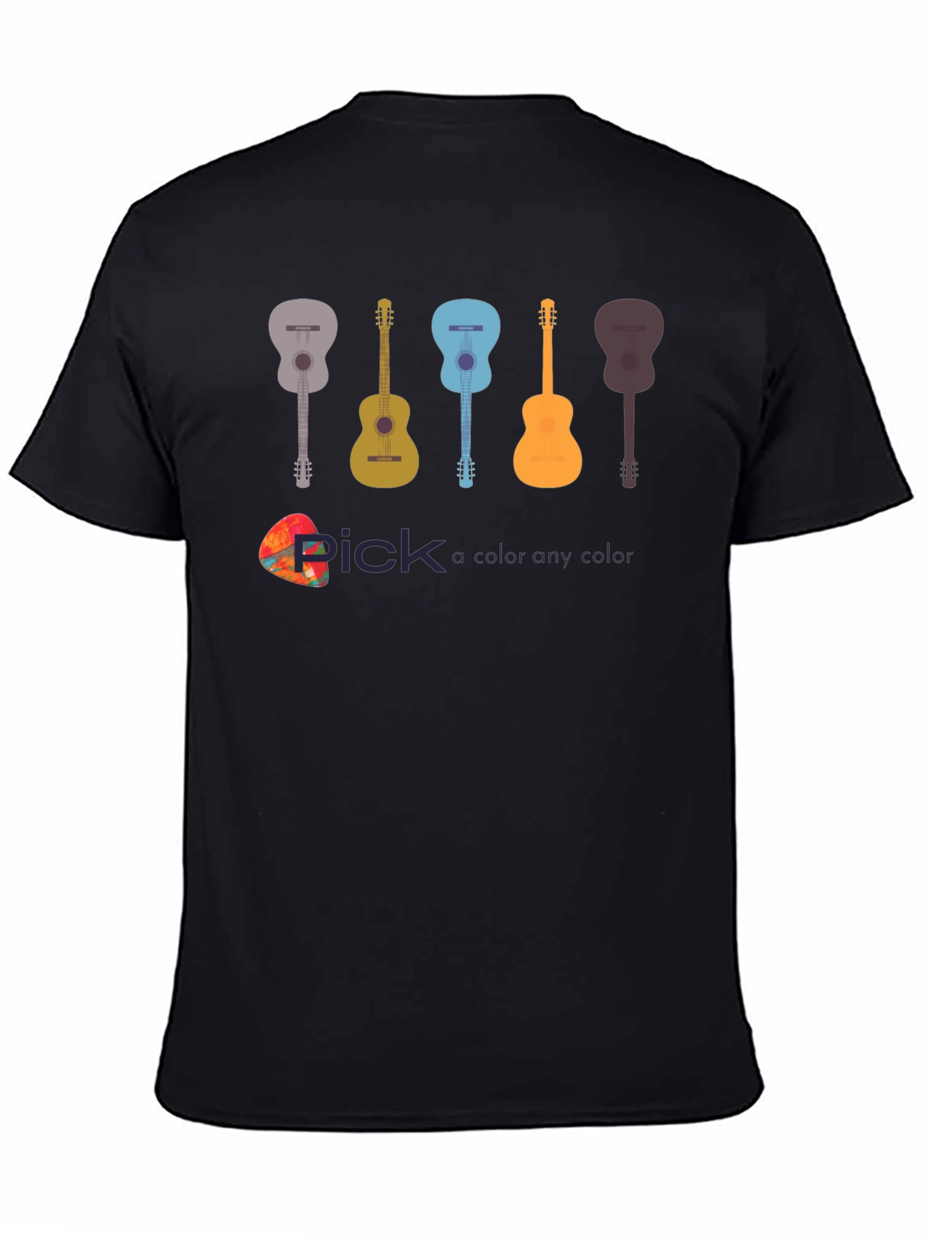 Black Guitar Pick Color T-Shirt - Music Lover Apparel view 4