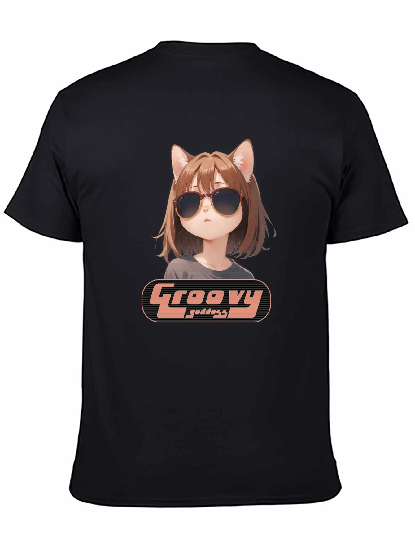 Black Groovy Goddess Anime T-Shirt view 4