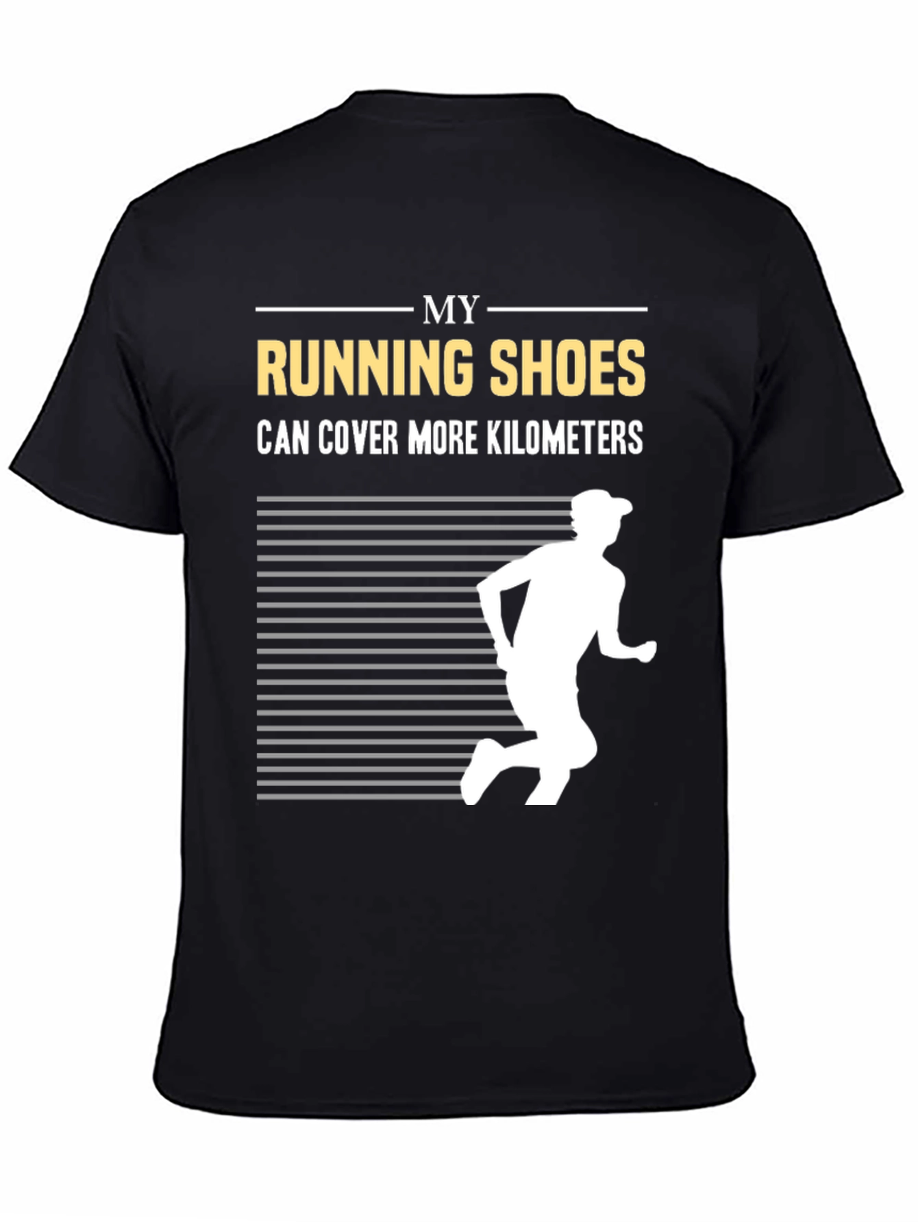 Black Running Shoes Kilometers Graphic Tee view 4