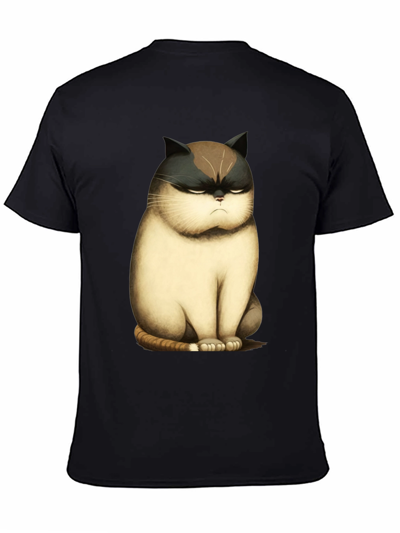 Black Grumpy Cat T-Shirt - Funny Cartoon Cat Tee view 4
