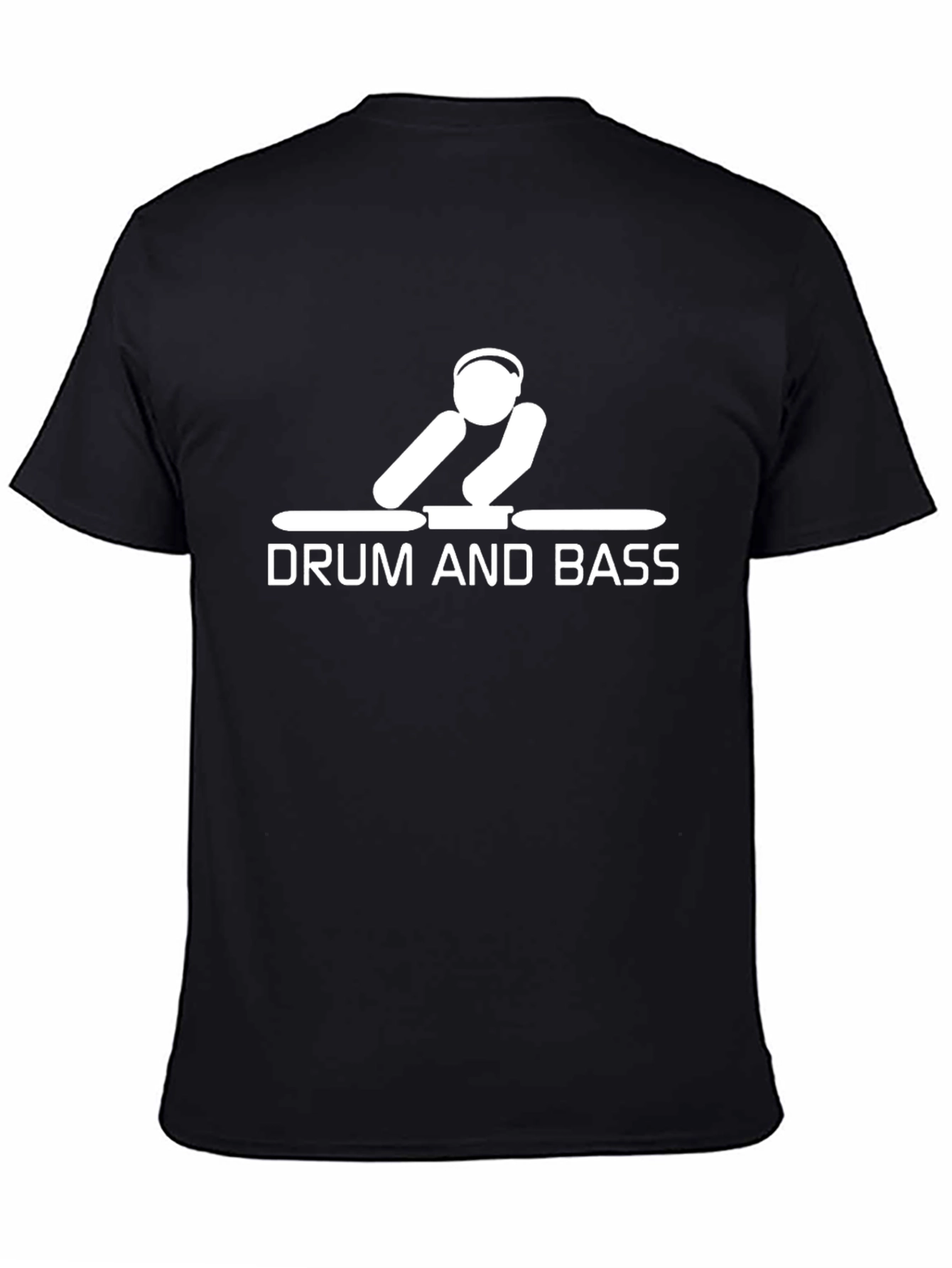 Black Drum and Bass DJ Graphic Tee - Black Cotton Blend view 4