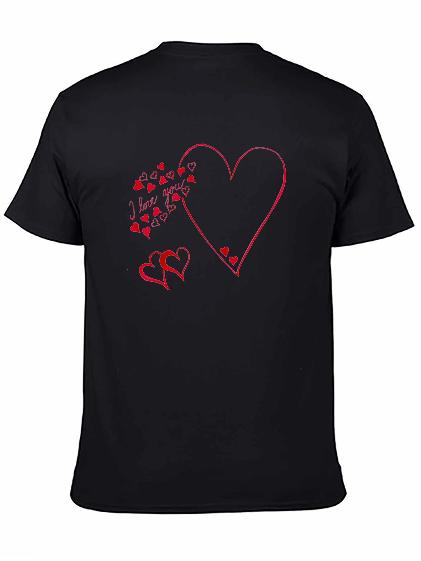 Black I Love You Heart T-Shirt - Black view 4