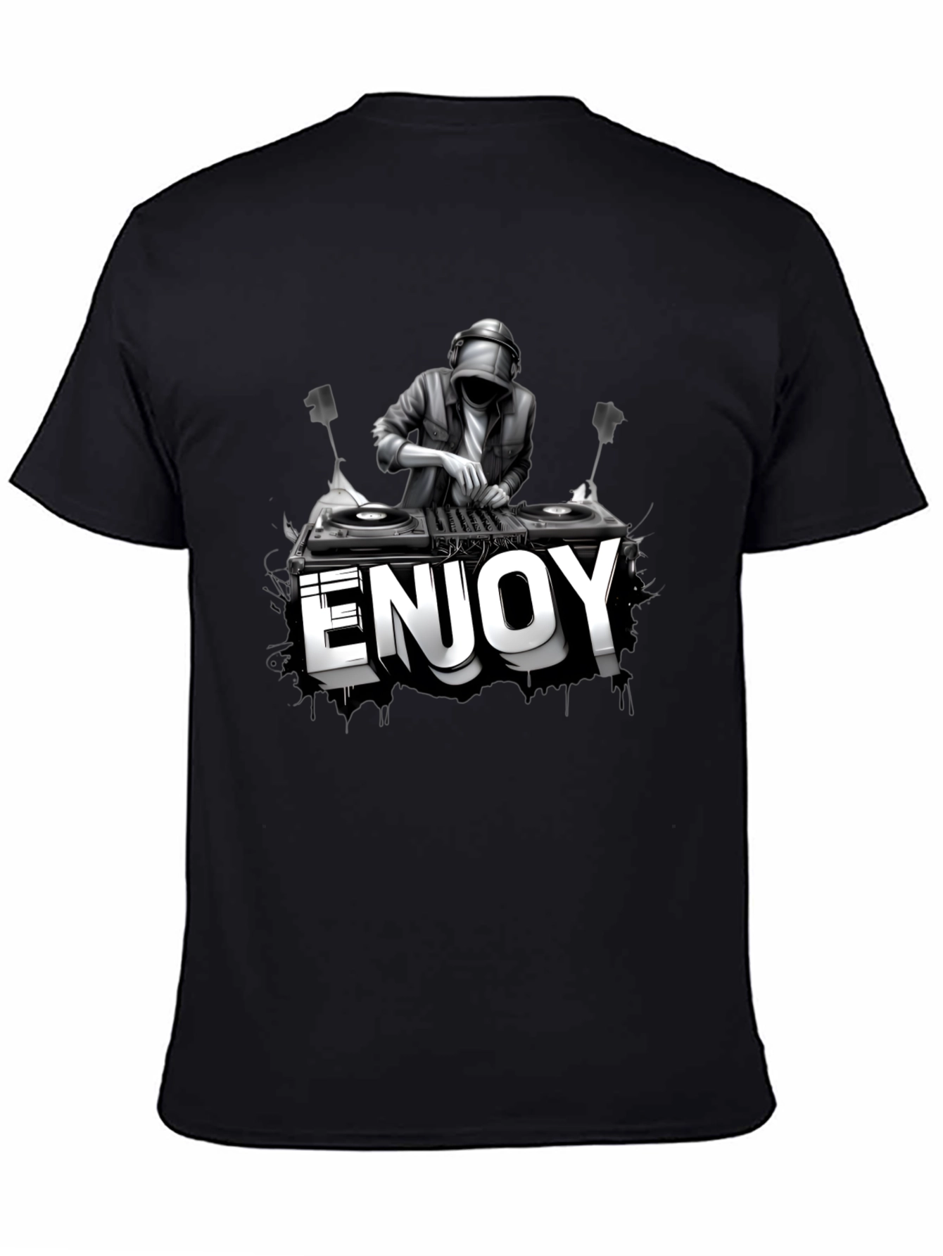 Black DJ Enjoy Graphic Black T-Shirt view 4