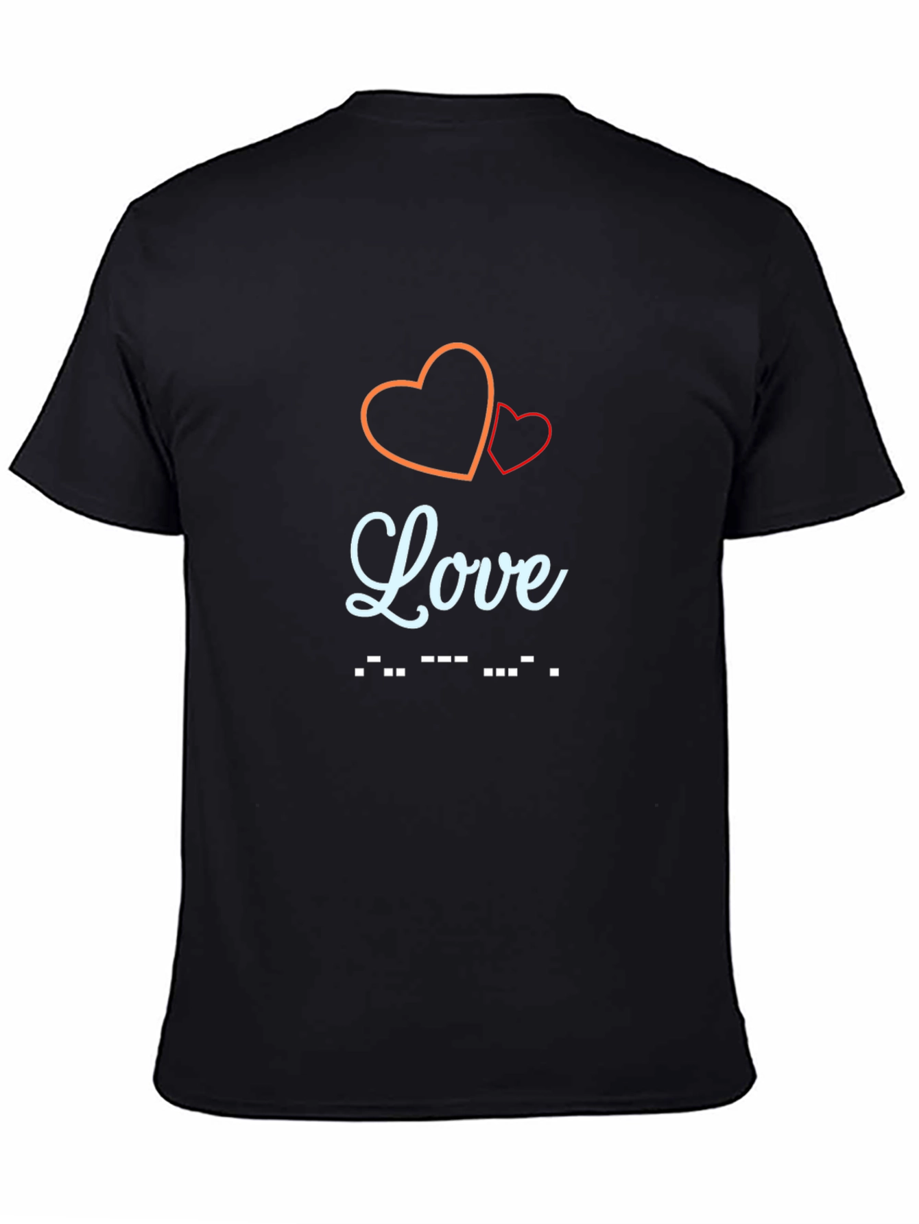 Black Love Morse Code Graphic Tee - Stylish Black T-Shirt view 4