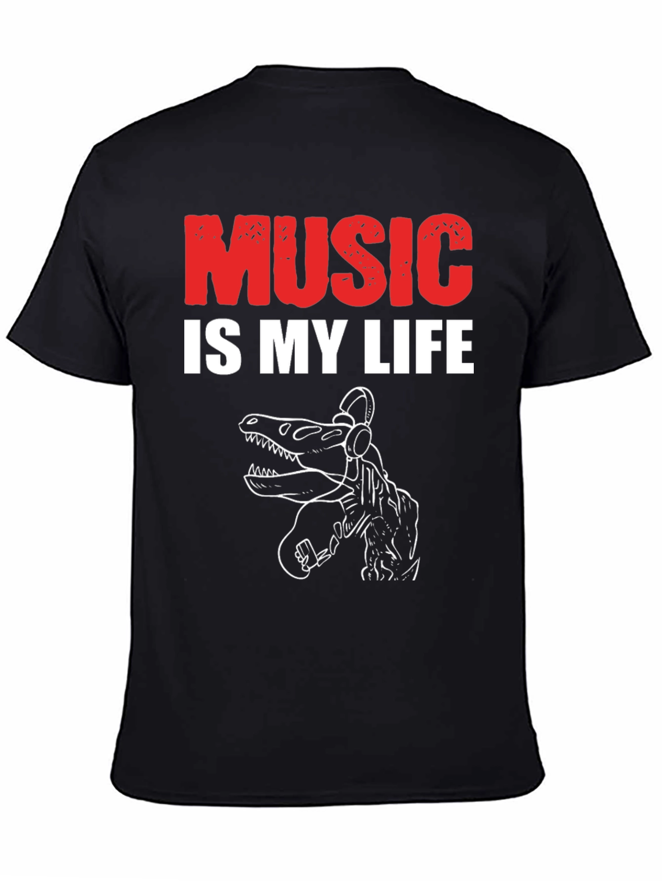 Black Music is My Life Dinosaur T-Shirt view 4