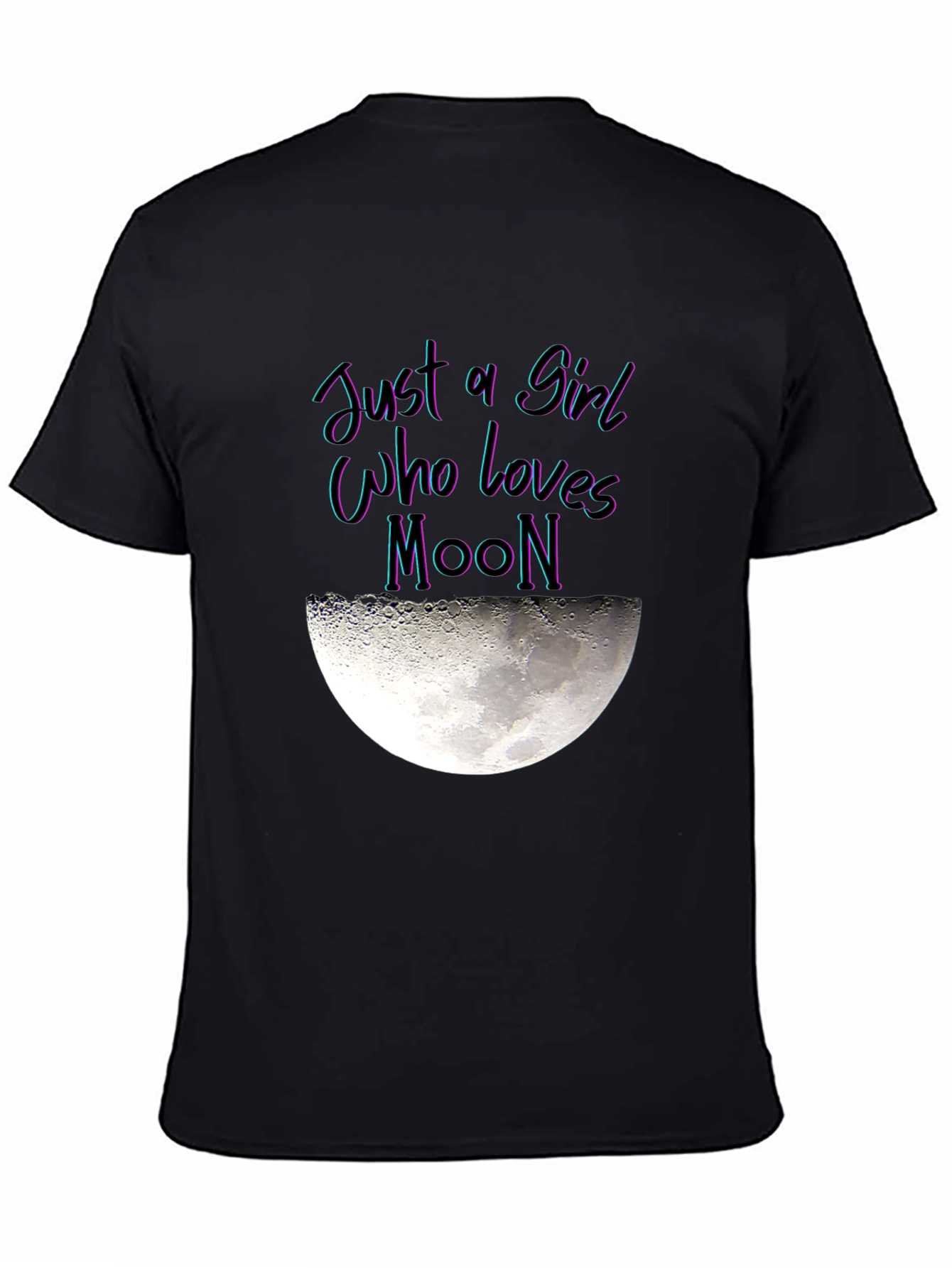 Black Just a Girl Who Loves Moon Graphic T-Shirt view 4