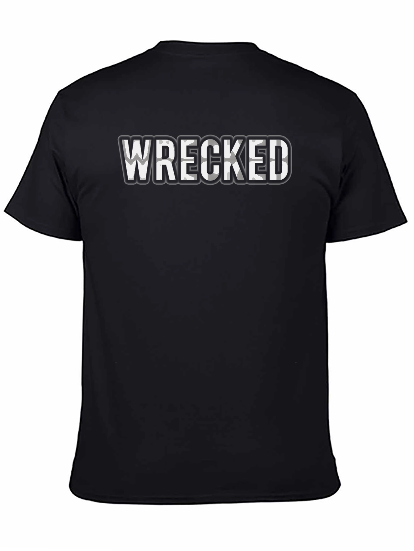 Black Wrecked Graphic Print Crew Neck T-Shirt view 4