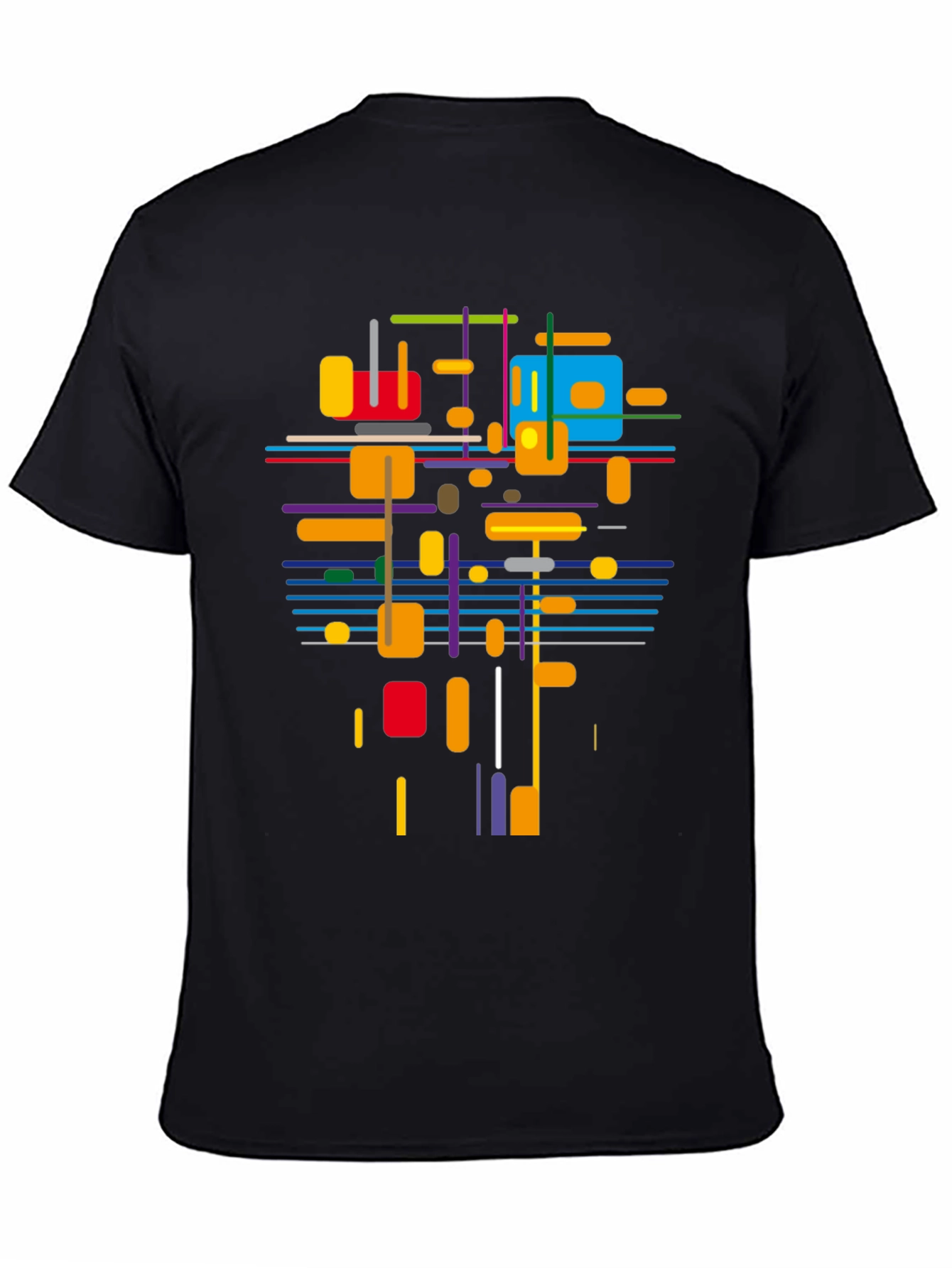 Black Abstract Geometric T-Shirt - Modern Art Tee view 4