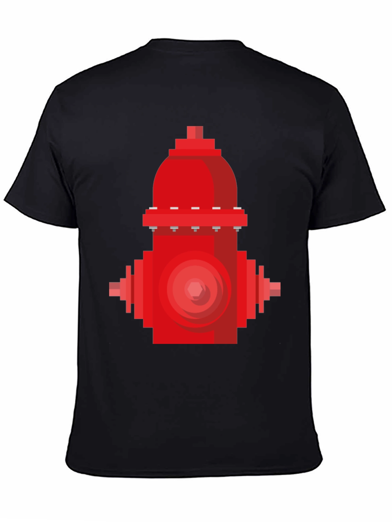 Black Pixel Fire Hydrant Graphic Tee - Black Cotton Shirt view 4