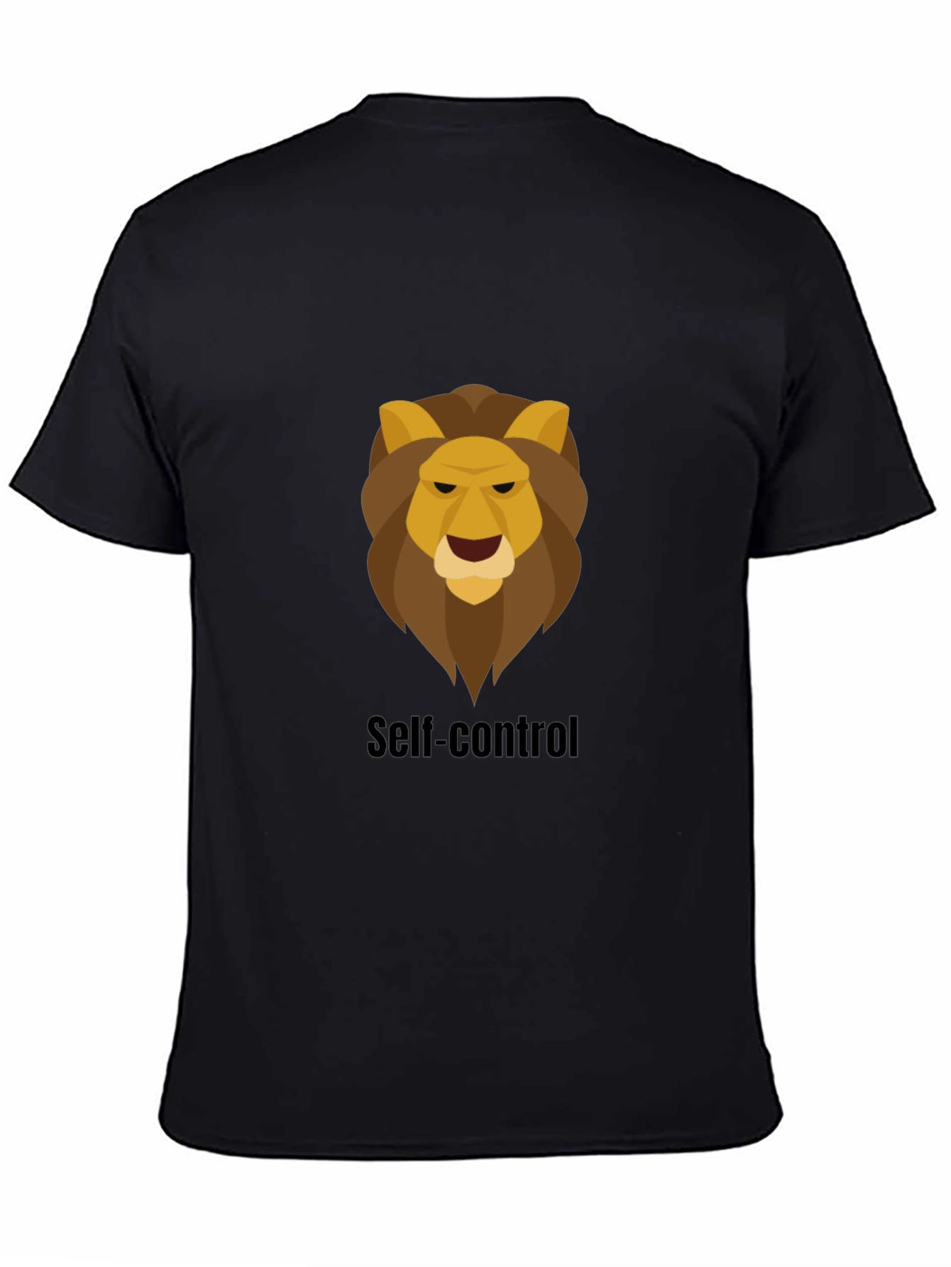 Black Self-Control Lion Graphic Black T-Shirt view 4