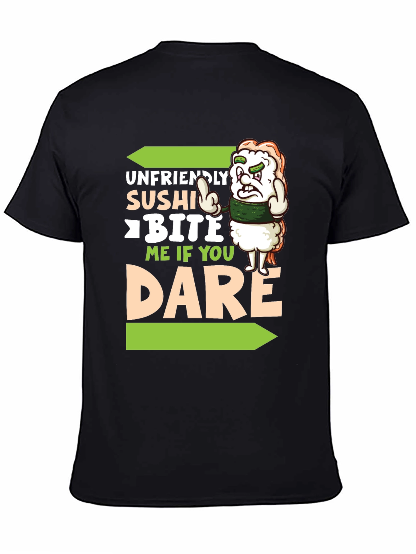 Black Unfriendly Sushi T-Shirt - Bite Me If You Dare! view 4